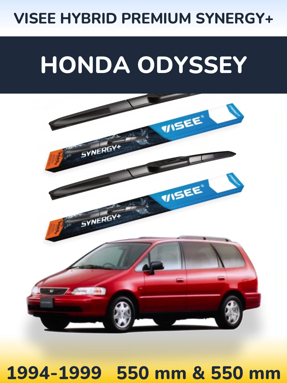 Front wiper blade set VISEE HYBRID PREMIUM SYNERGY+ 550 & 550 mm for Honda Odyssey 1994-1999