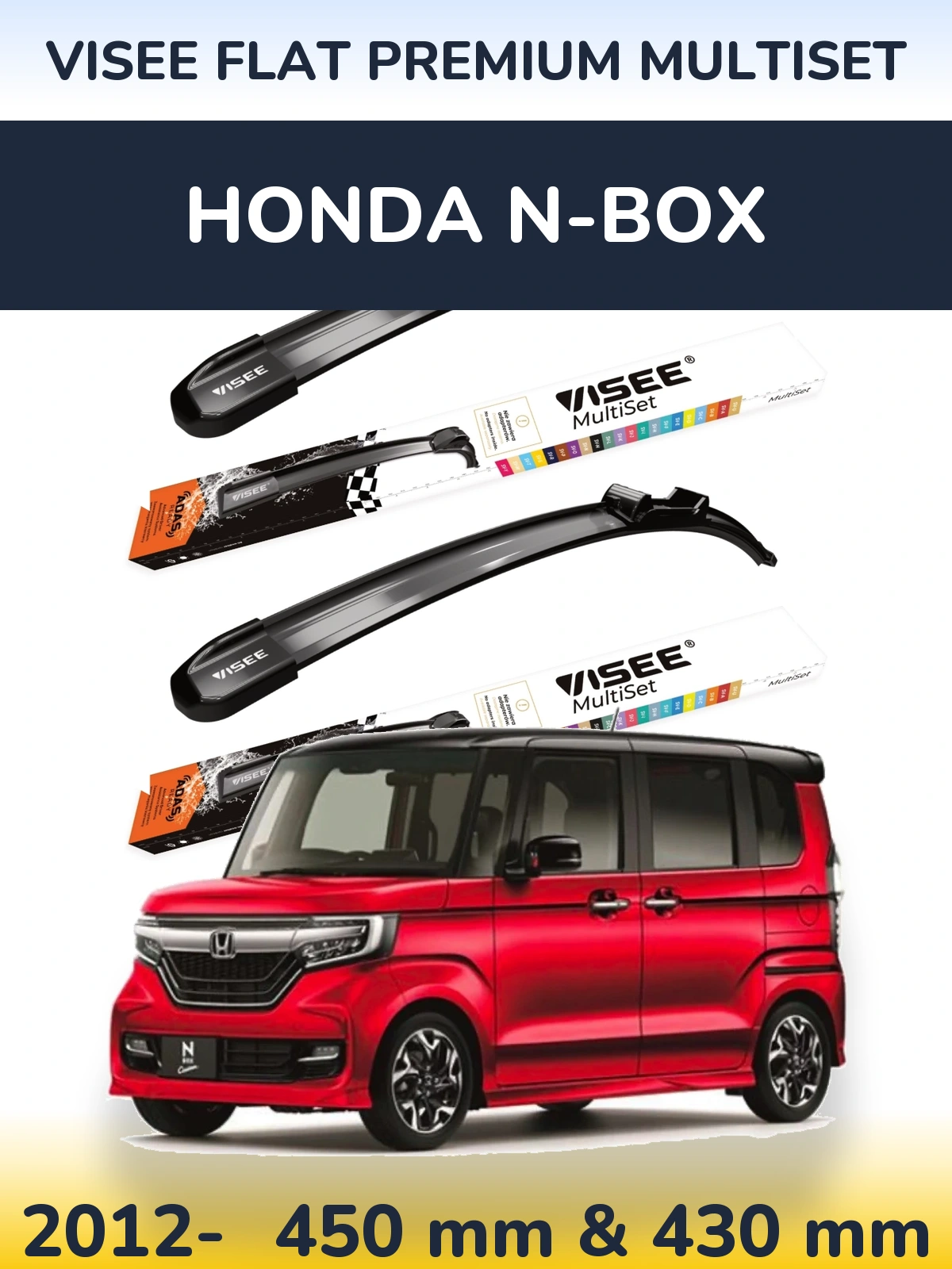 Torkarblad VISEE FLAT PREMIUM MultiSet för Honda N-box