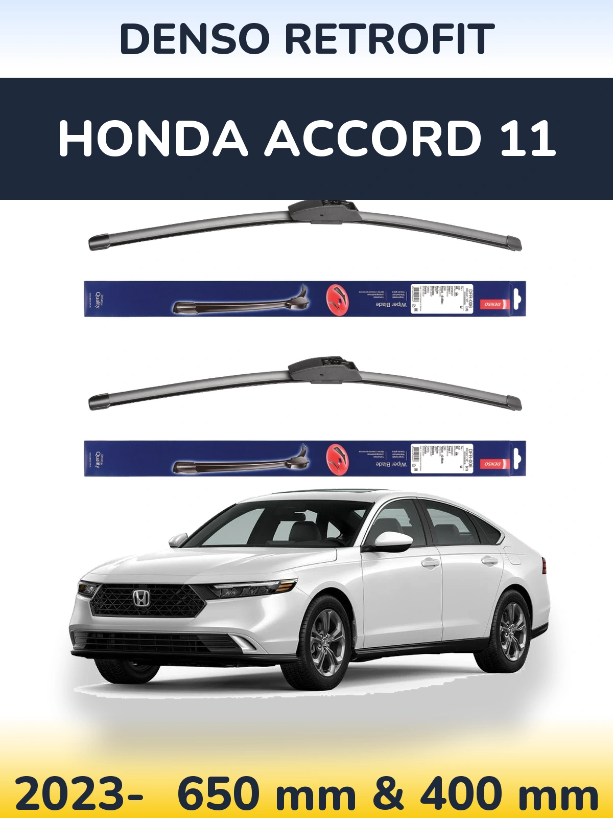 Front wiper blade set Denso Retrofit 650 & 400 mm for Honda Accord 11 2023-2026