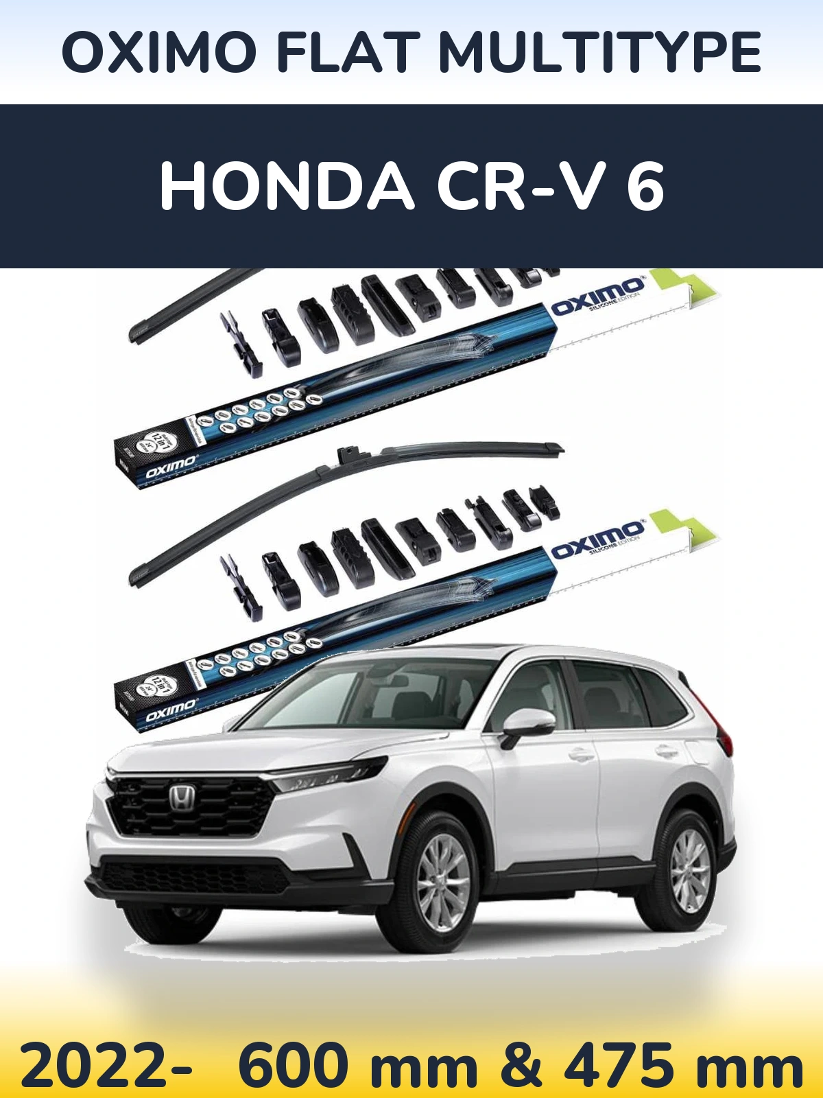 Front wiper blade set Oximo Flat MultiTypee 600 & 475 mm for Honda CR-V 6 2022-2026