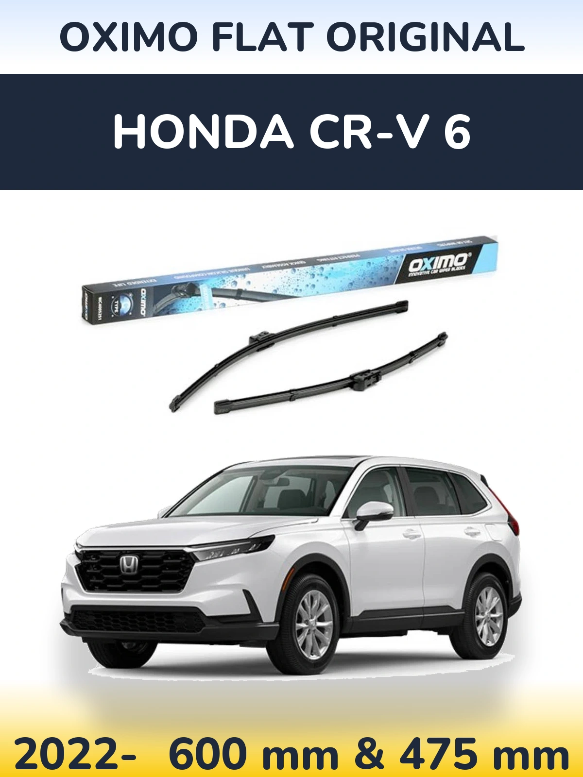 Front wiper blade set Oximo Flat Original 600 & 475 mm for Honda CR-V 6 2022-2026