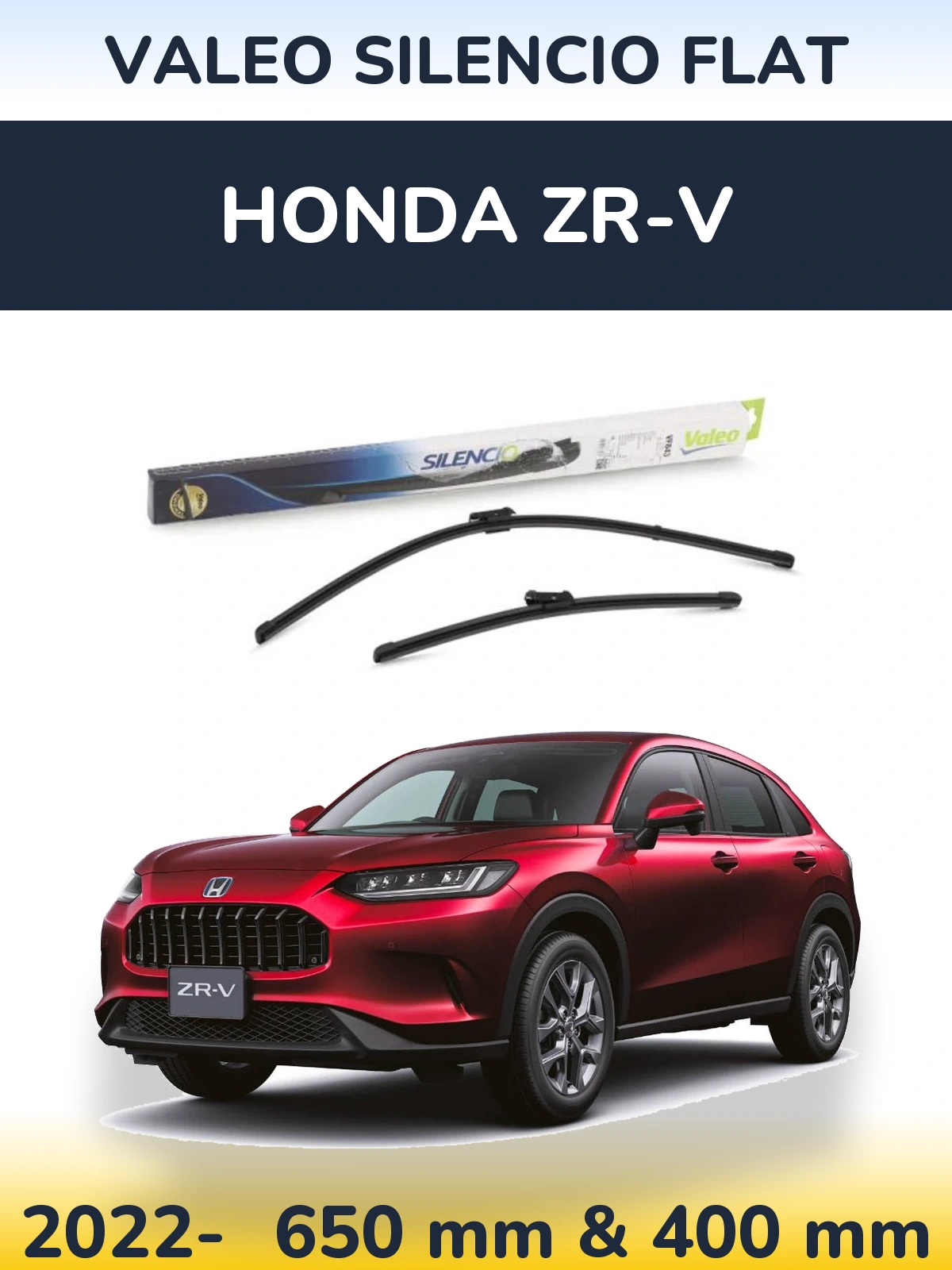 Комплект передніх щіток Valeo Silencio Flat 650 & 400 мм для Honda ZR-V 2022-2026