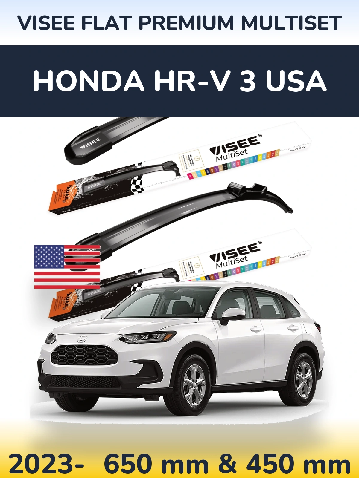 Torkarblad VISEE FLAT PREMIUM MultiSet för Honda HR-V 3 USA