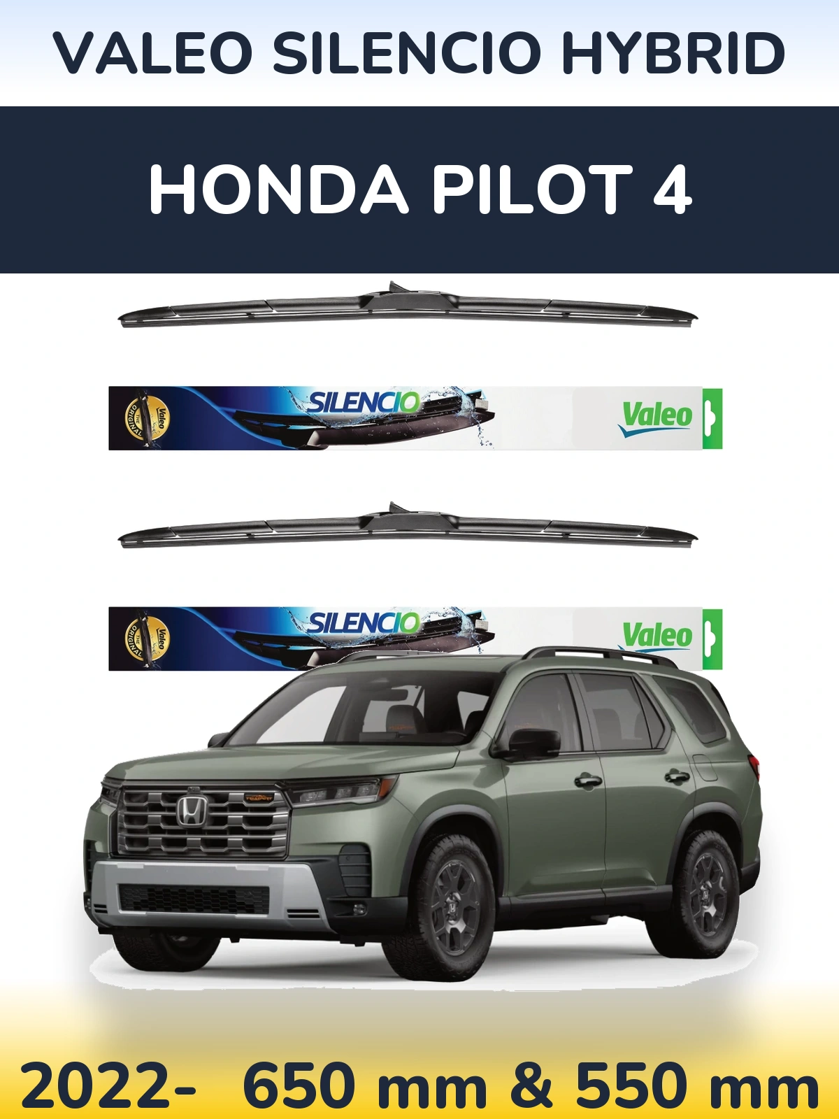 Torkarblad Valeo Silencio Hybrid för Honda Pilot 4
