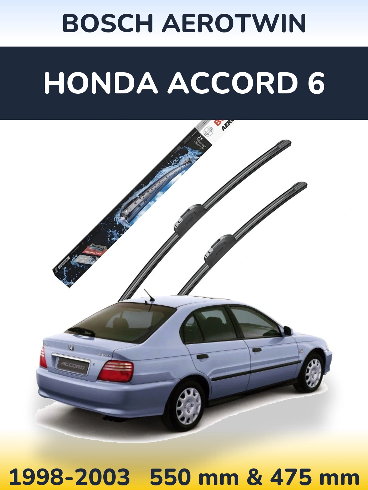 Front wiper blade set BOSCH AeroTwin 550 & 475 mm for Honda Accord 6 1998-2003