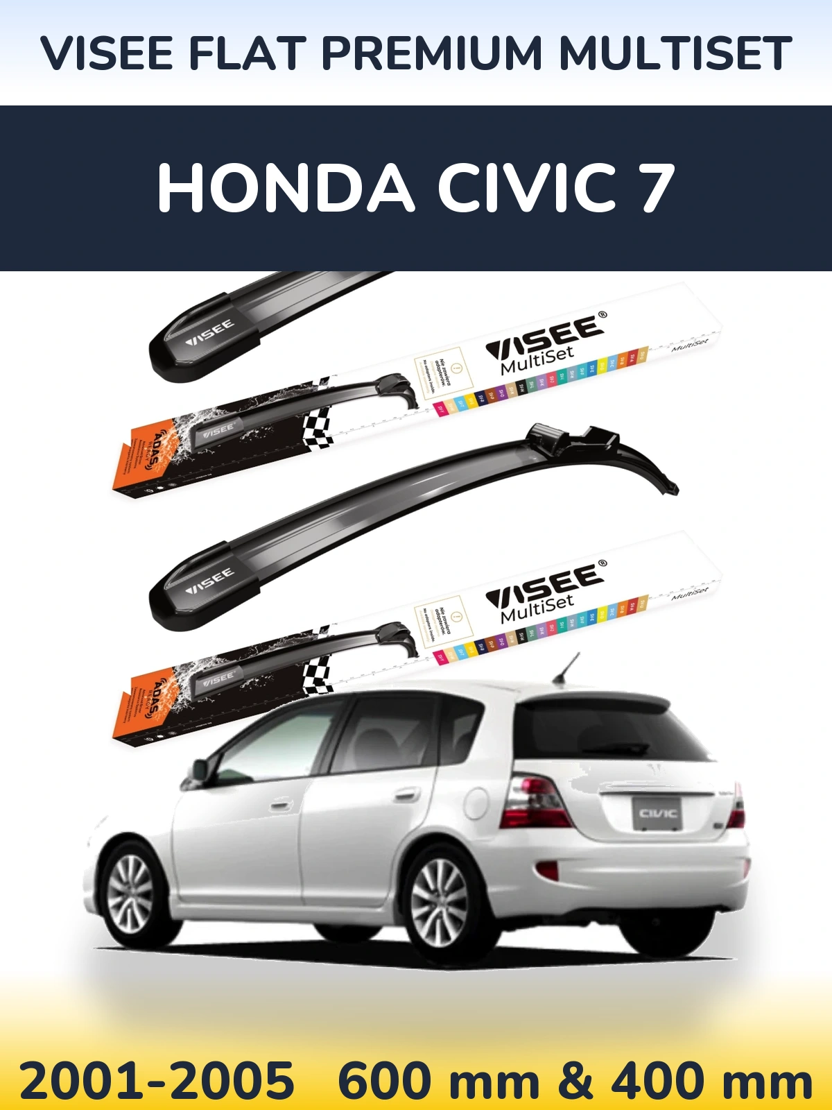 Torkarblad VISEE FLAT PREMIUM MultiSet för Honda Civic 7