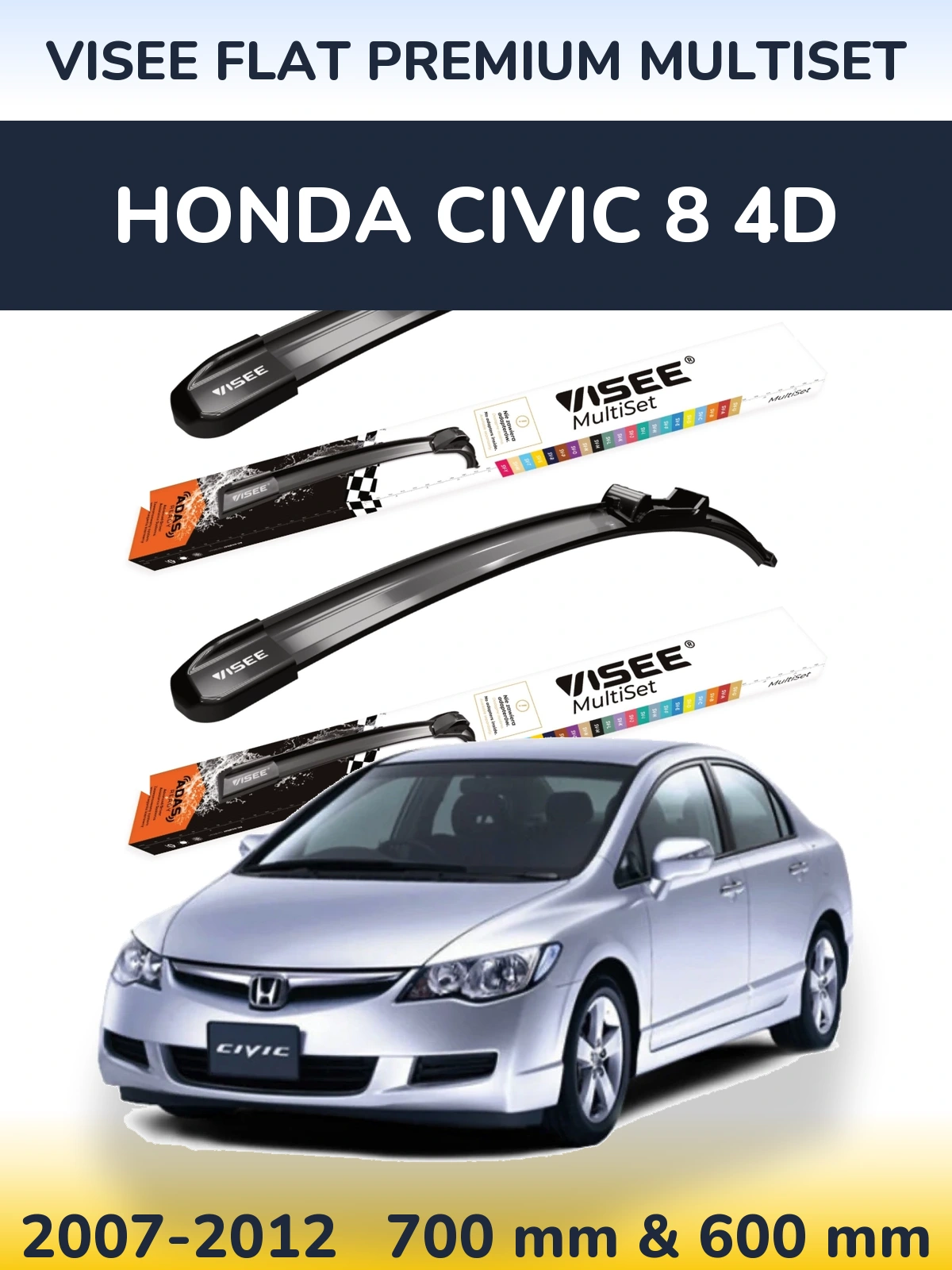 Torkarblad VISEE FLAT PREMIUM MultiSet för Honda Civic 8 4D