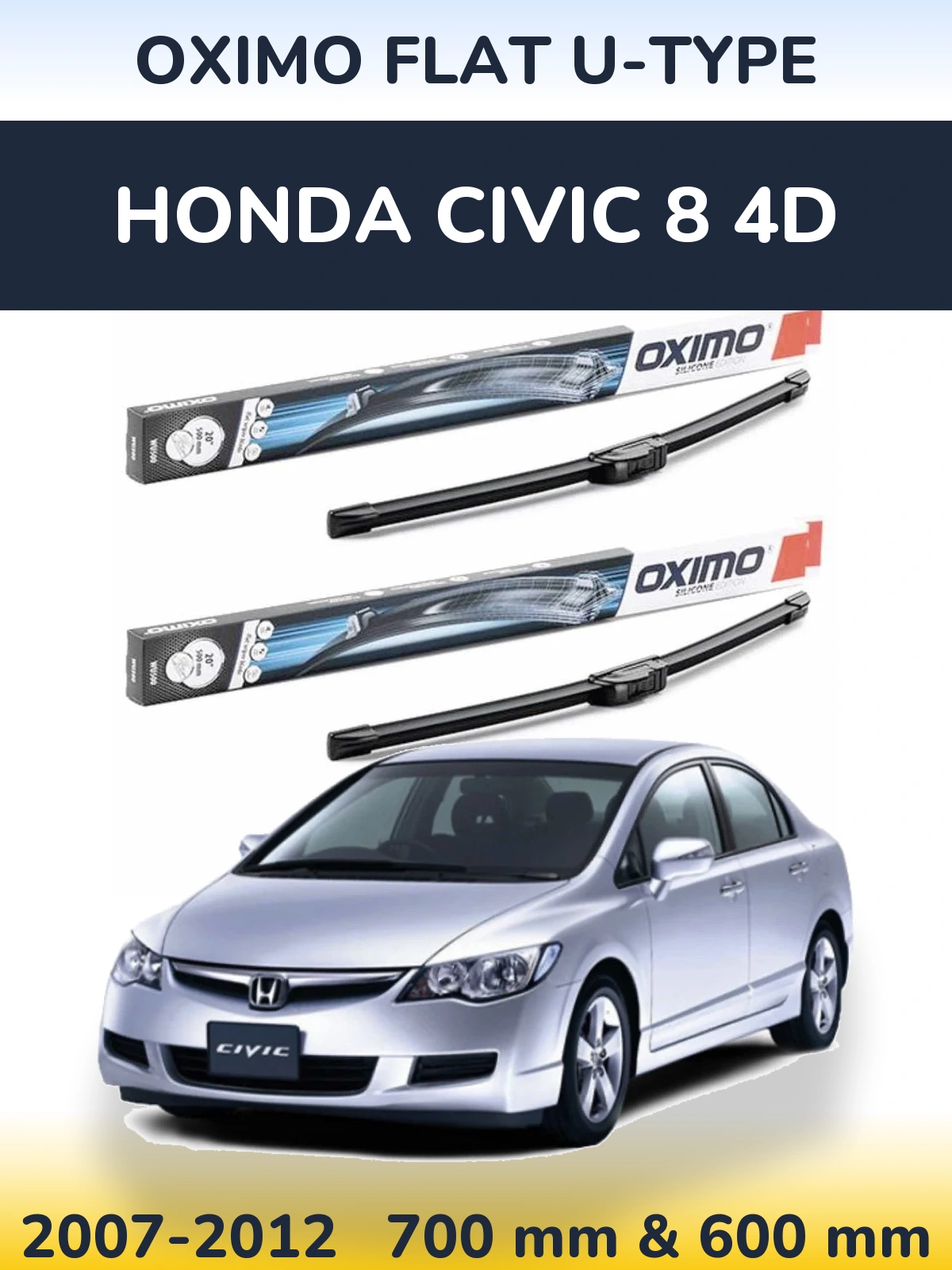 Torkarblad Oximo Flat U-type för Honda Civic 8 4D