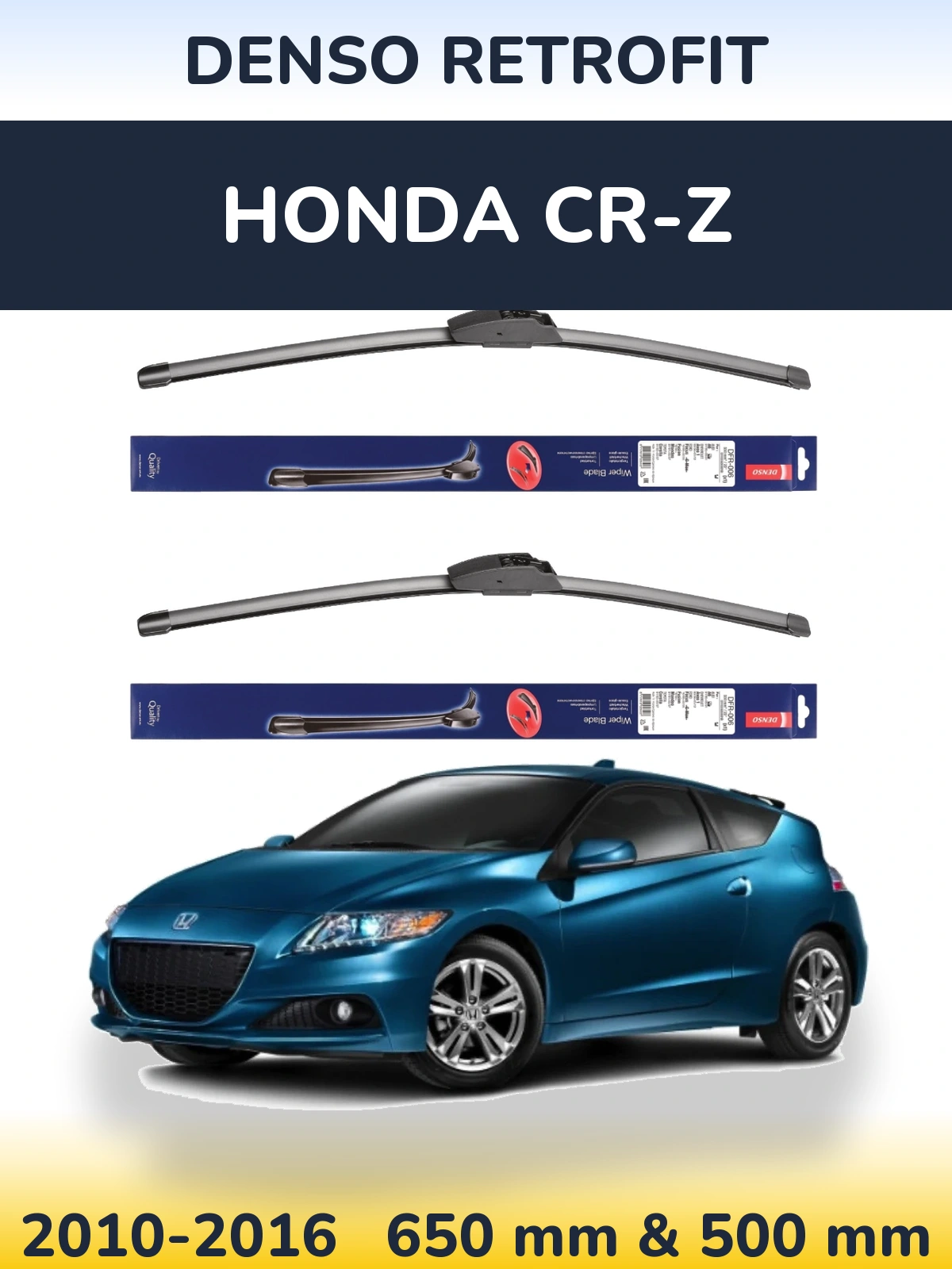 Комплект передних дворников Denso Retrofit 650 & 500 мм для Honda CR-Z 2010-2016