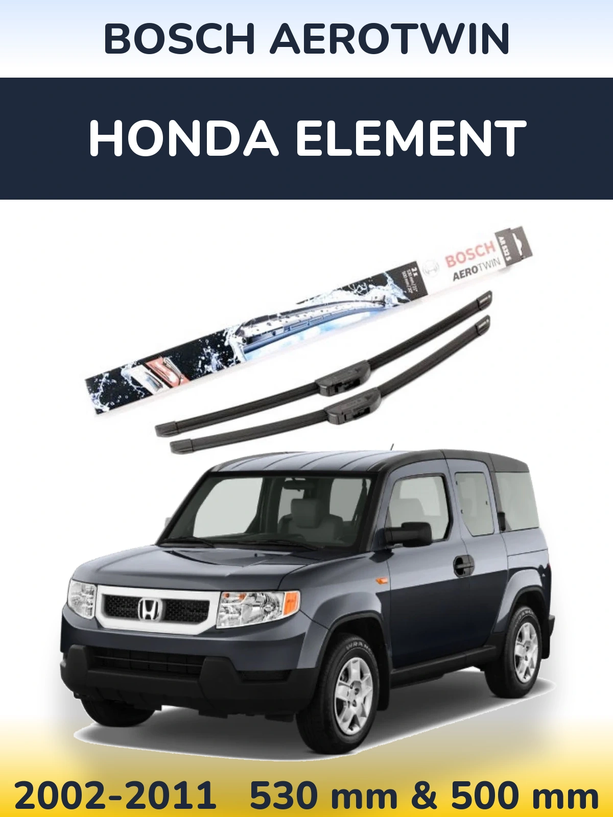 Комплект передних дворников BOSCH AeroTwin 530 & 500 мм для Honda Element 2002-2011