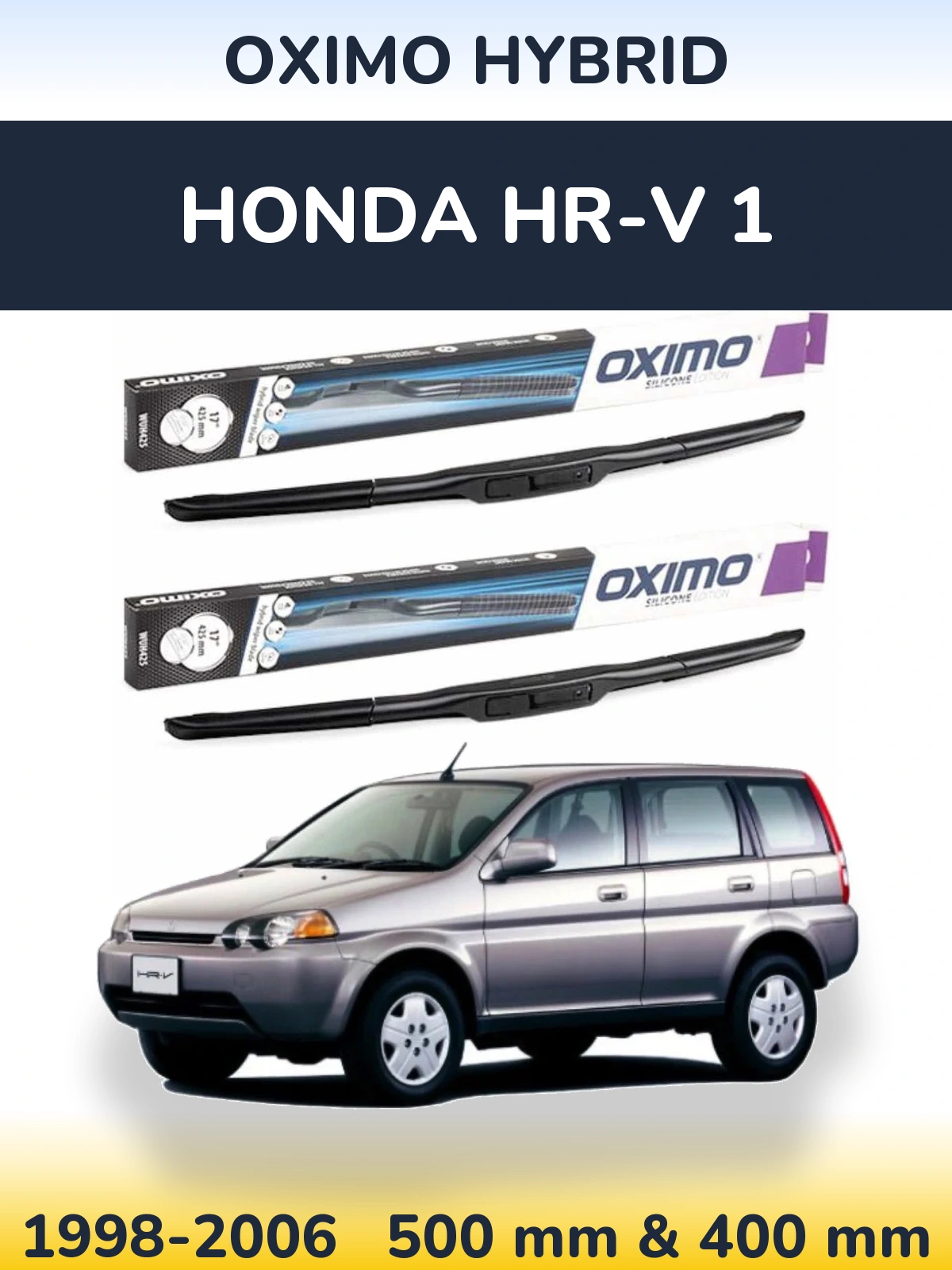 Комплект передних дворников Oximo Hybrid 500 & 400 мм для Honda HR-V 1 1998-2006