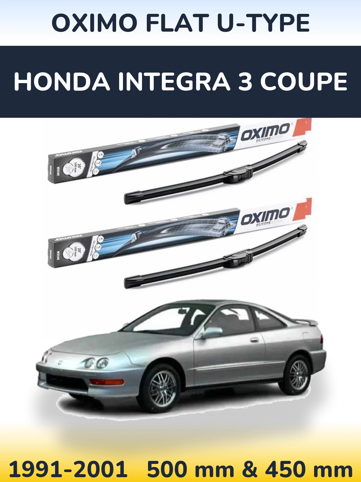Torkarblad Oximo Flat U-type för Honda Integra 3 coupe