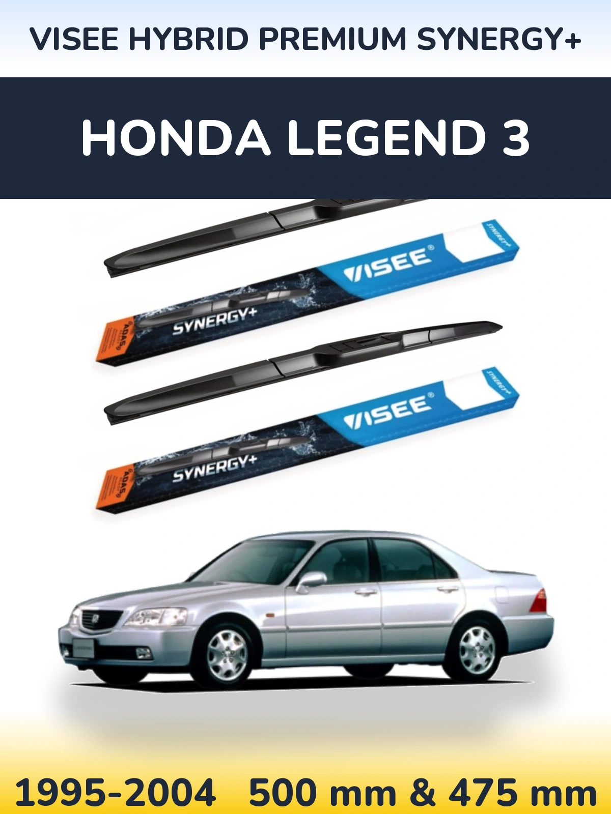Комплект передніх щіток VISEE HYBRID PREMIUM SYNERGY+ 500 & 475 мм для Honda Legend 3 1995-2004