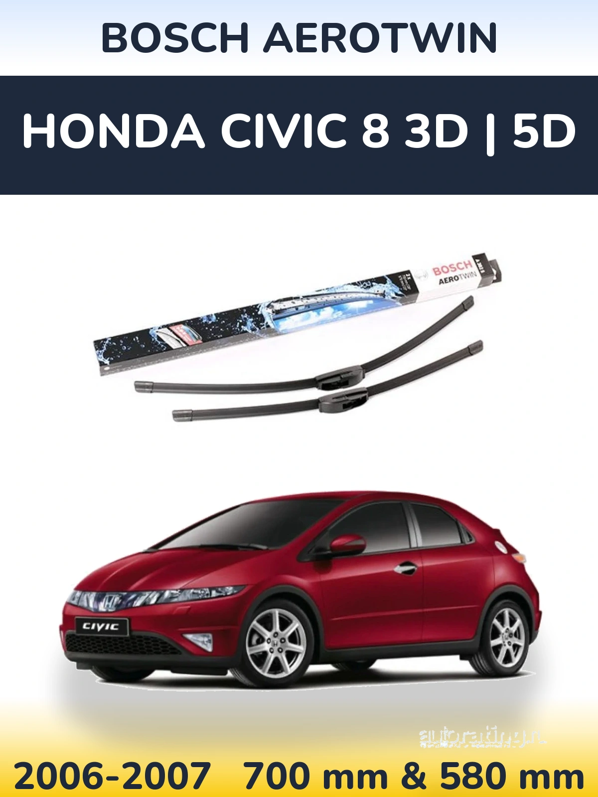 Torkarblad BOSCH AeroTwin för Honda Civic 8 3D | 5D