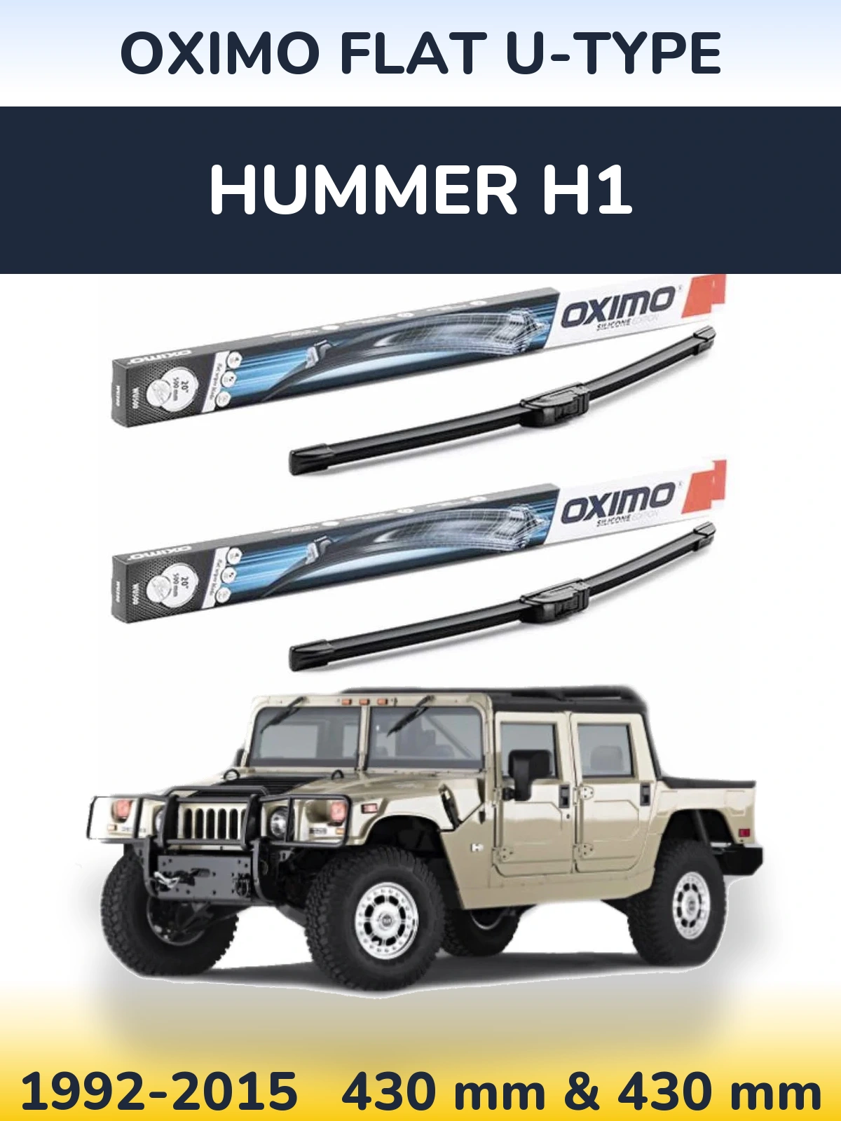 Torkarblad Oximo Flat U-type för Hummer H1