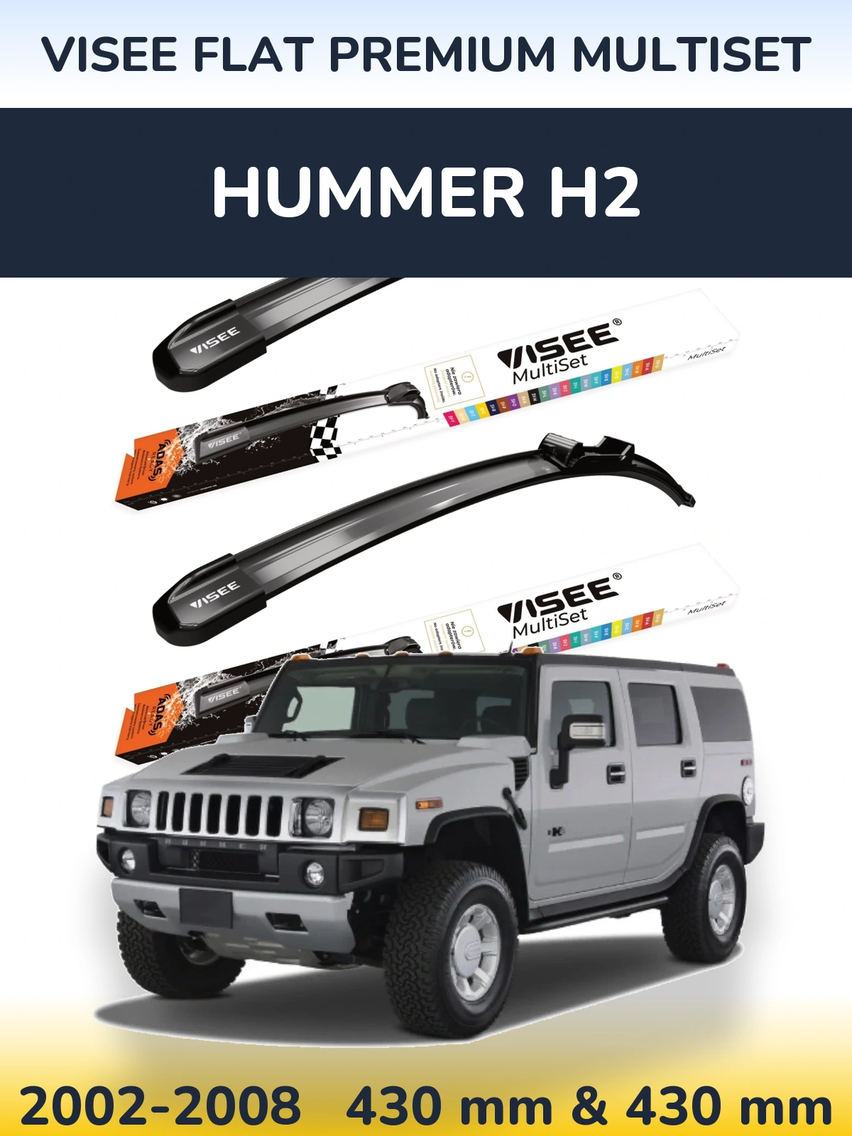 Torkarblad VISEE FLAT PREMIUM MultiSet för Hummer H2