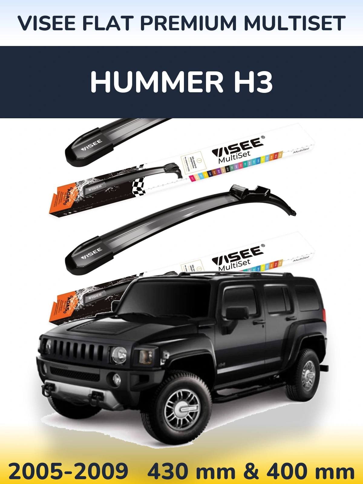 Torkarblad VISEE FLAT PREMIUM MultiSet för Hummer H3