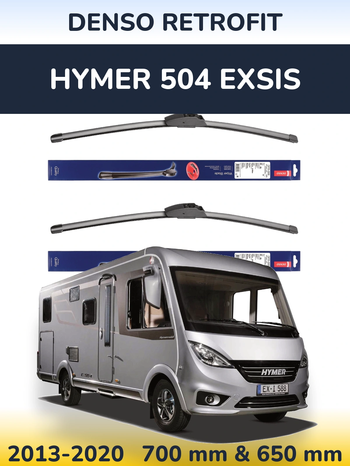 Комплект передних дворников Denso Retrofit 700 & 650 мм для HYMER 504 EXSIS 2013-2020