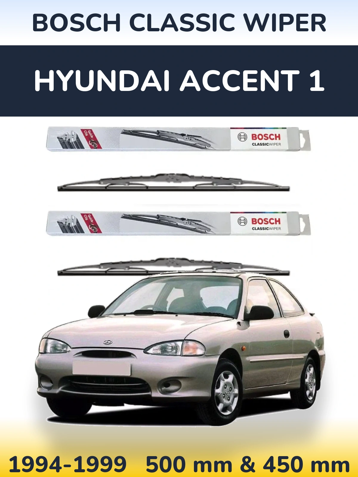 Torkarblad BOSCH Classic Wiper för Hyundai Accent 1