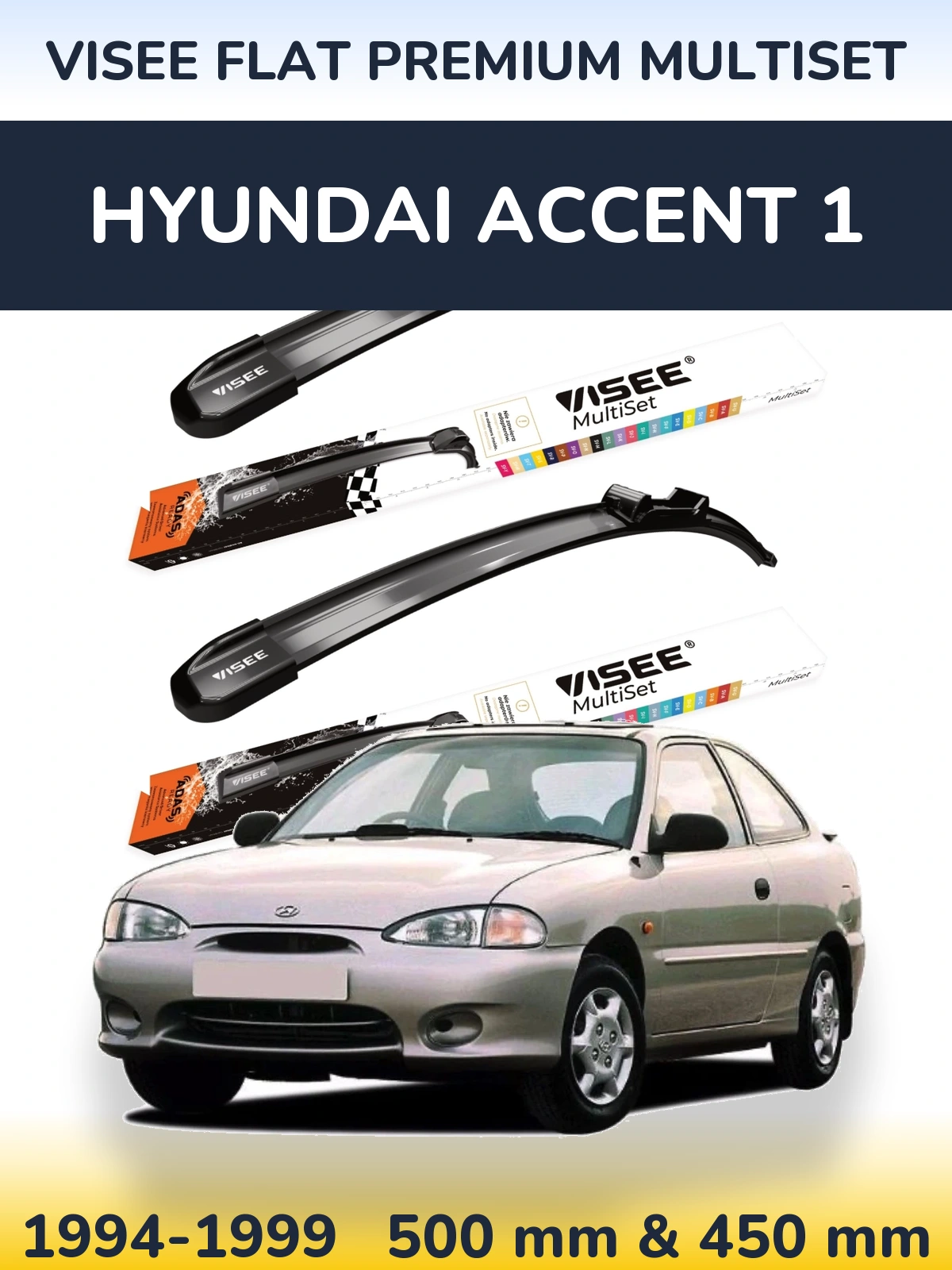 Torkarblad VISEE FLAT PREMIUM MultiSet för Hyundai Accent 1