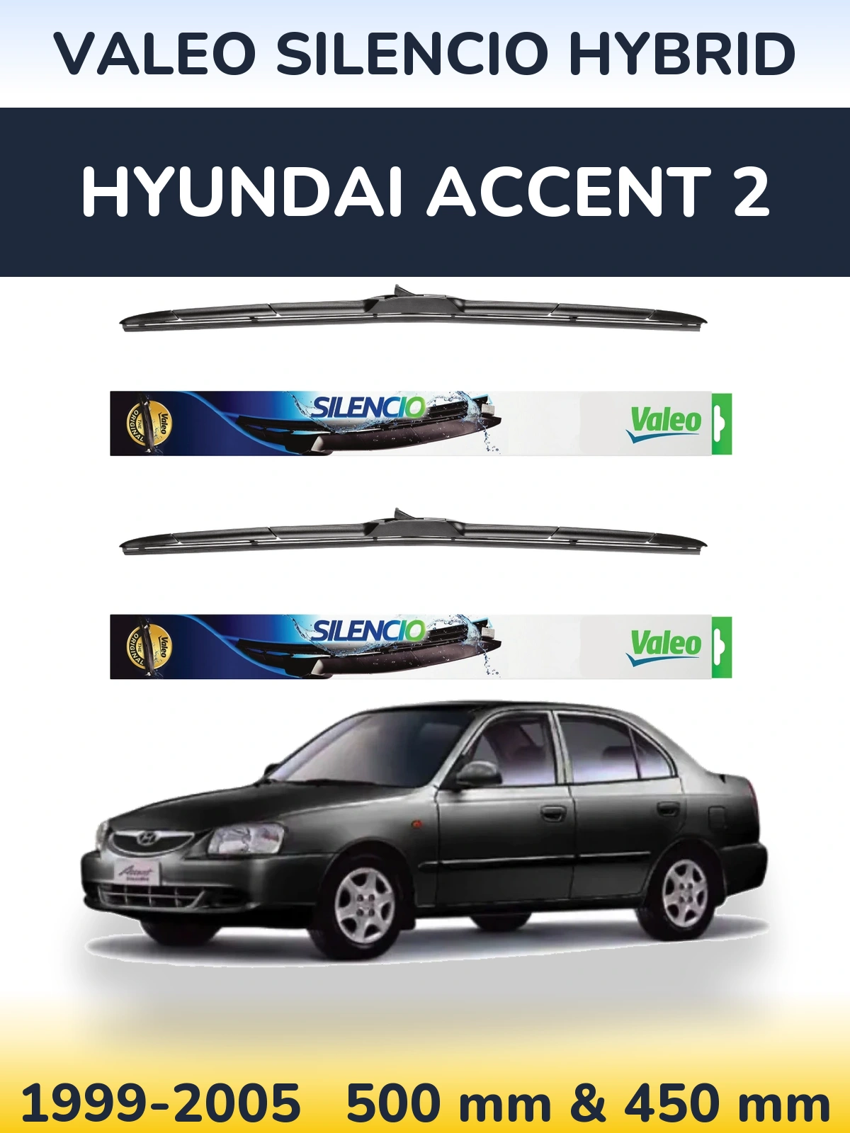Torkarblad Valeo Silencio Hybrid för Hyundai Accent 2