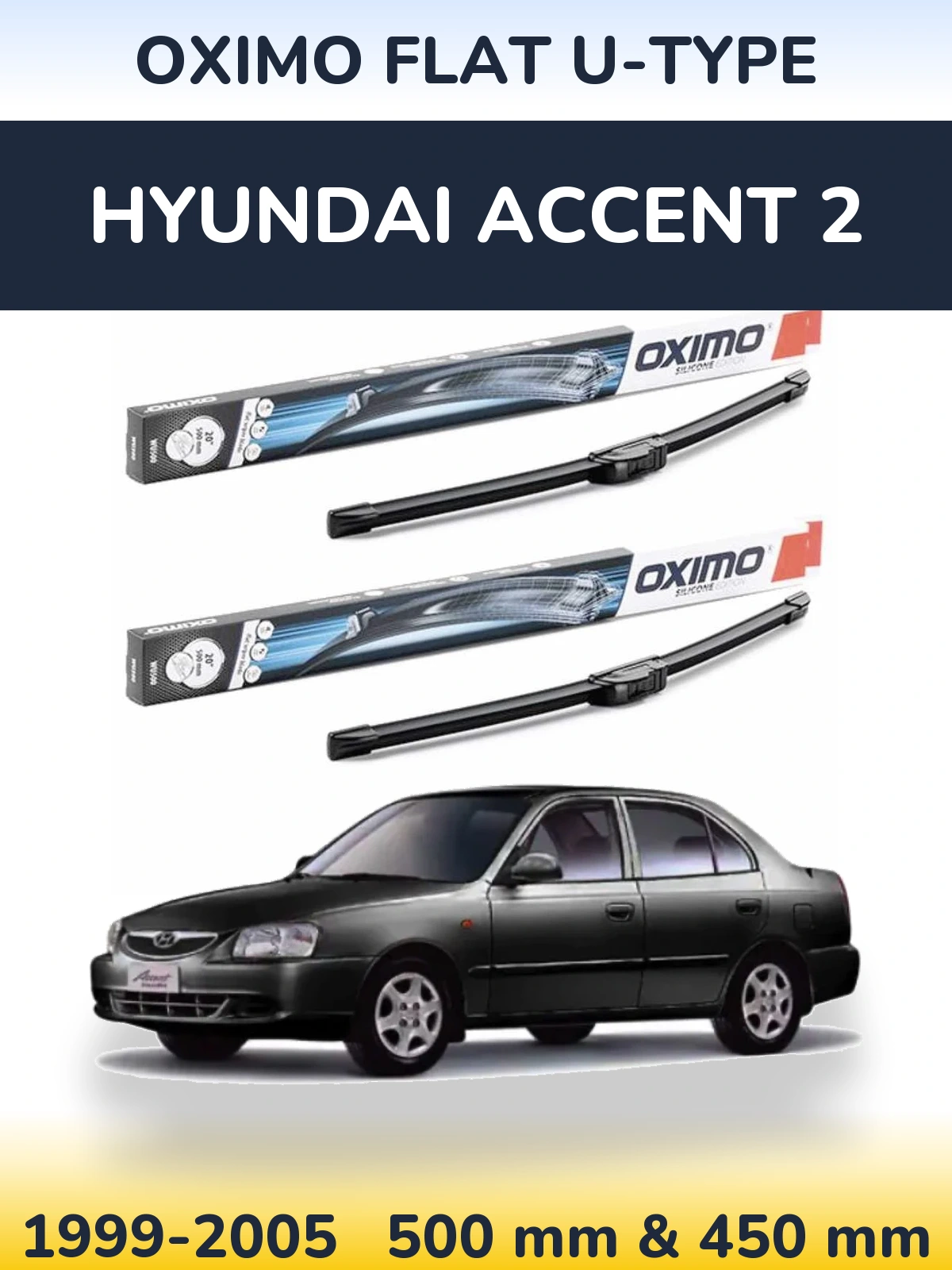 Torkarblad Oximo Flat U-type för Hyundai Accent 2