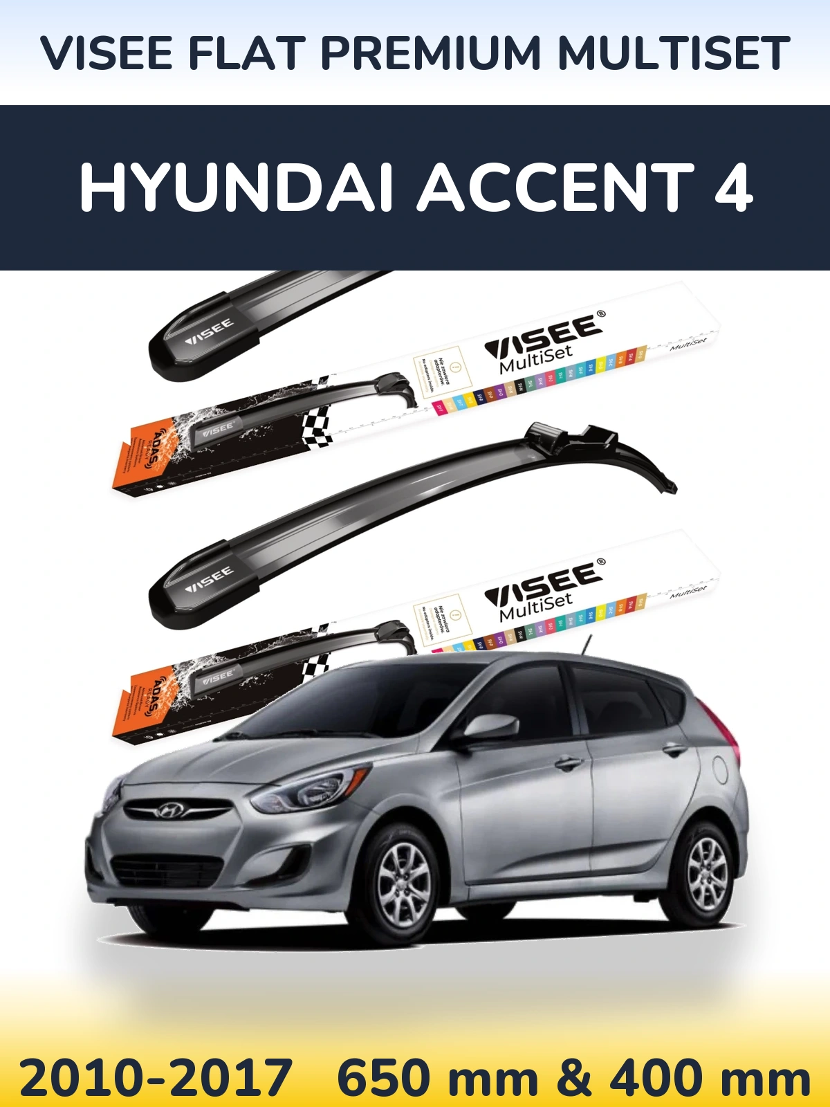 Torkarblad VISEE FLAT PREMIUM MultiSet för Hyundai Accent 4