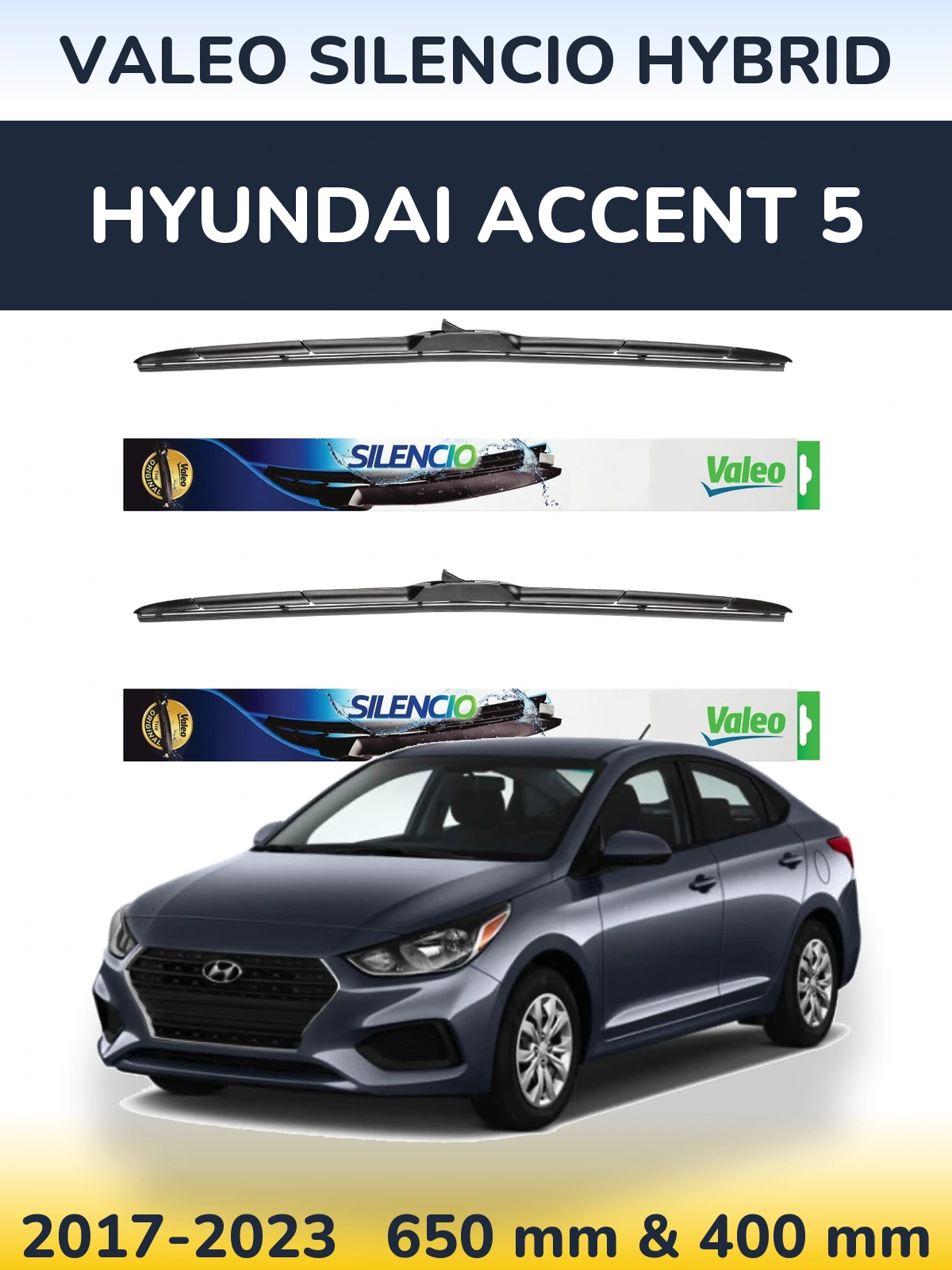 Torkarblad Valeo Silencio Hybrid för Hyundai Accent 5
