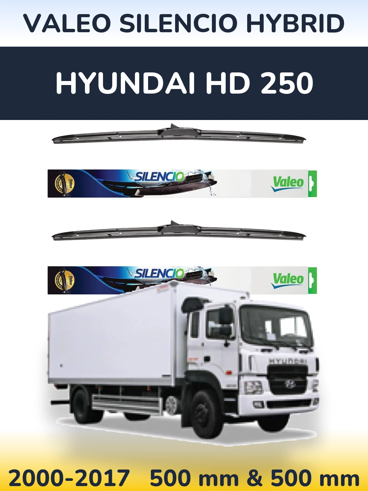 Torkarblad Valeo Silencio Hybrid för Hyundai HD 250