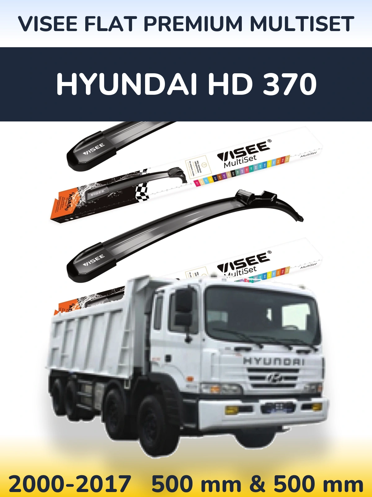 Torkarblad VISEE FLAT PREMIUM MultiSet för Hyundai HD 370