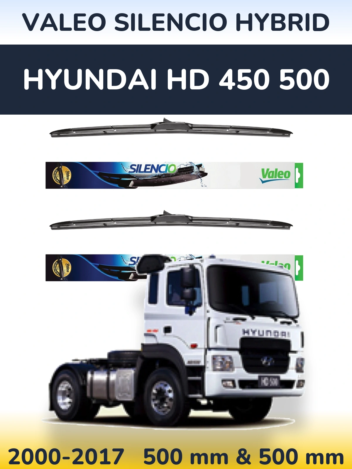 Torkarblad Valeo Silencio Hybrid för Hyundai HD 450 500