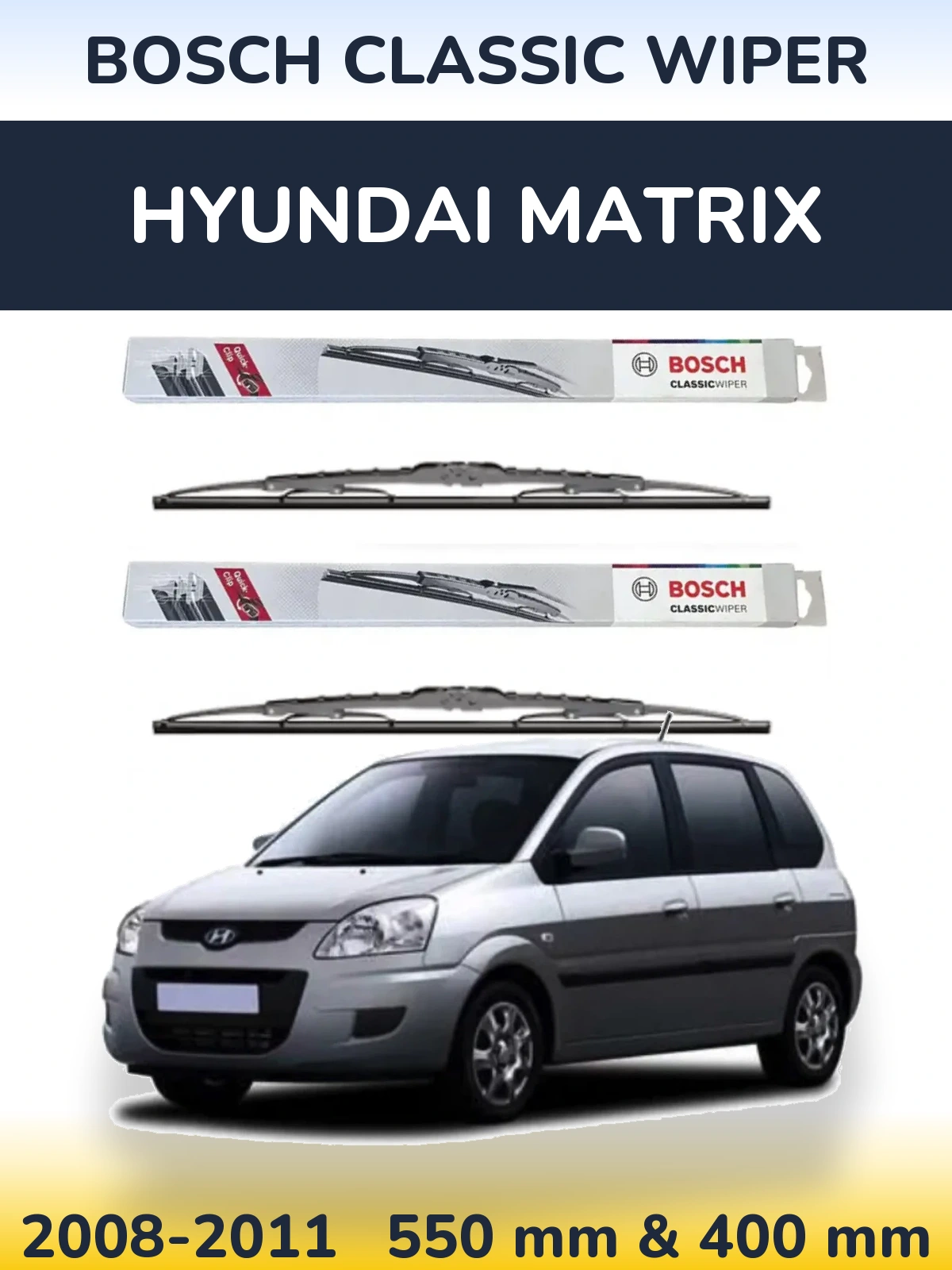Комплект передних дворников BOSCH Classic Wiper 550 & 400 мм для Hyundai Matrix 2008-2011