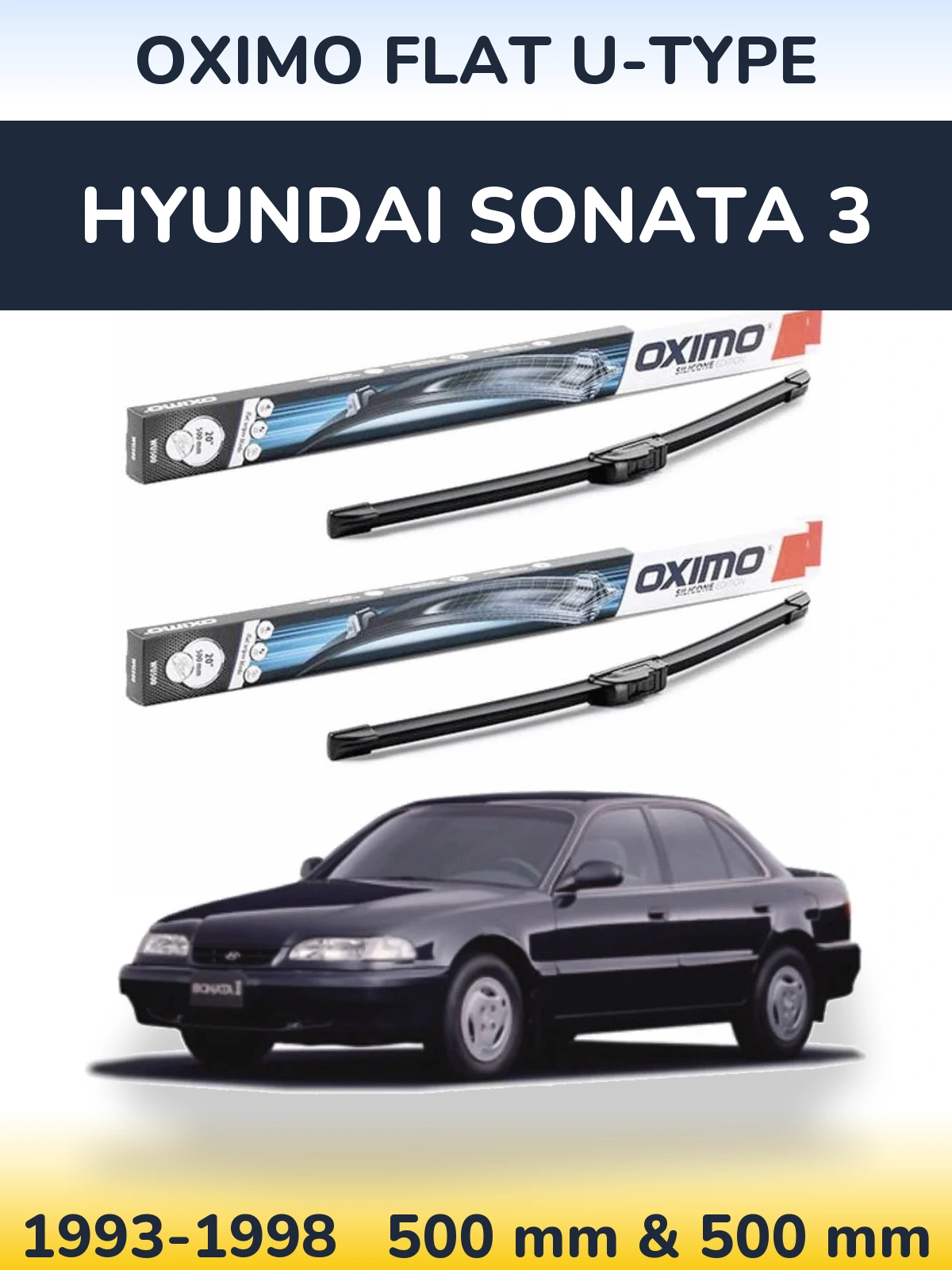 Комплект передних дворников Oximo Flat U-type 500 & 500 мм для Hyundai Sonata 3 1993-1998