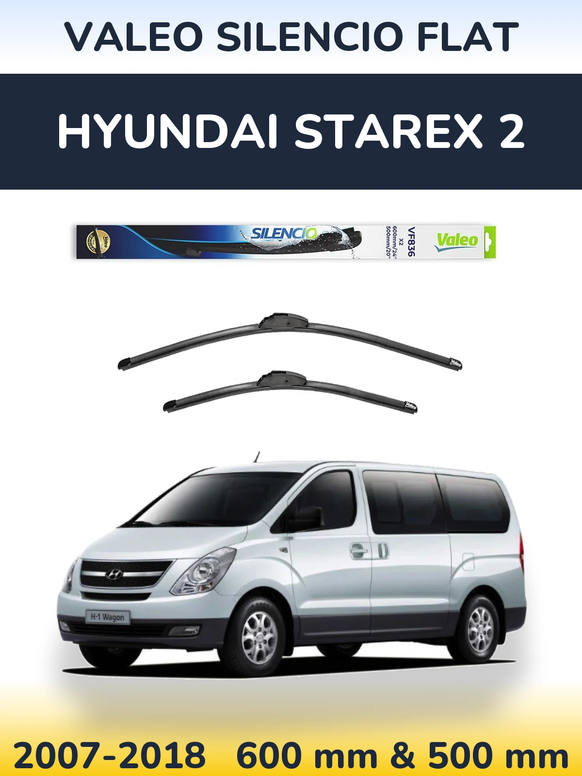 Torkarblad Valeo Silencio Flat för Hyundai Starex 2