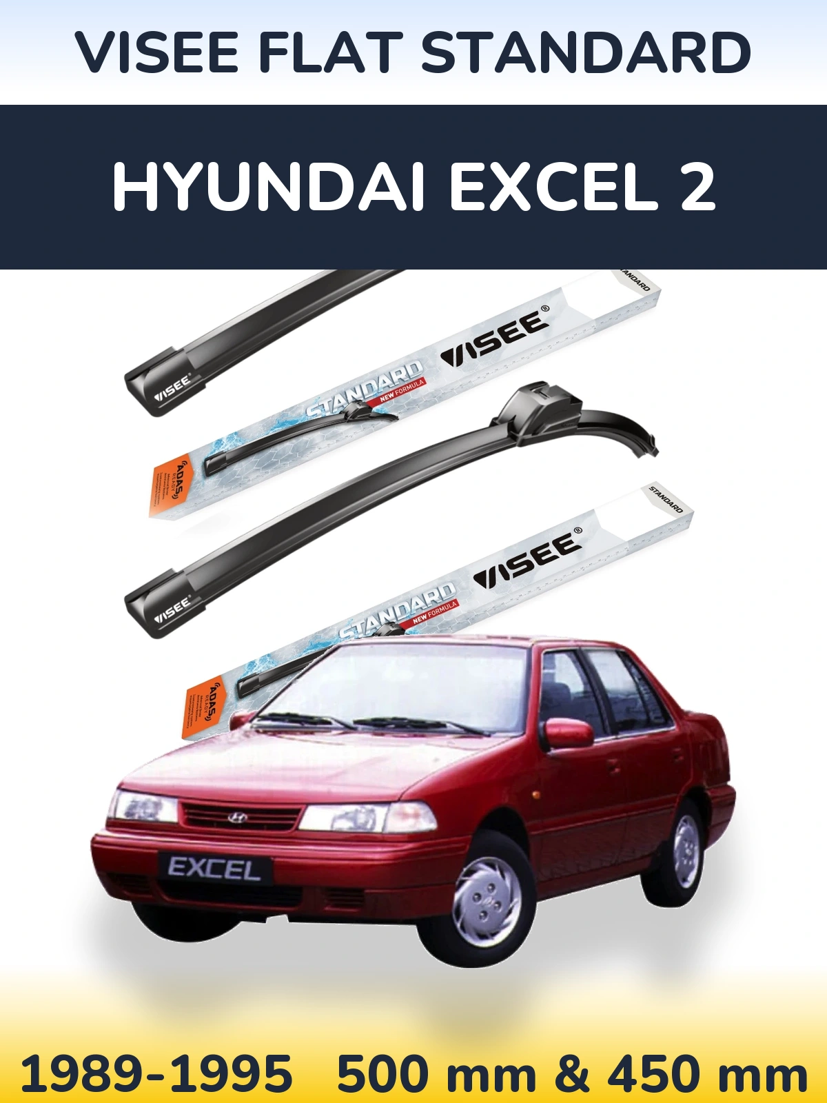 Torkarblad VISEE FLAT STANDARD för Hyundai Excel 2