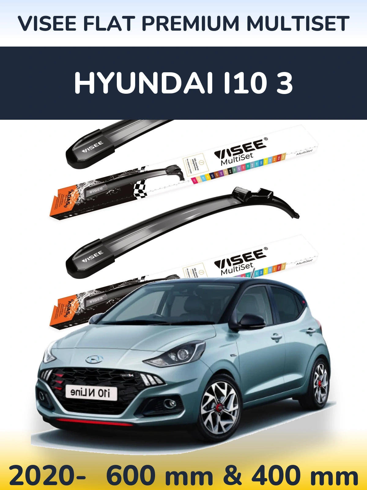 Torkarblad VISEE FLAT PREMIUM MultiSet för Hyundai i10 3