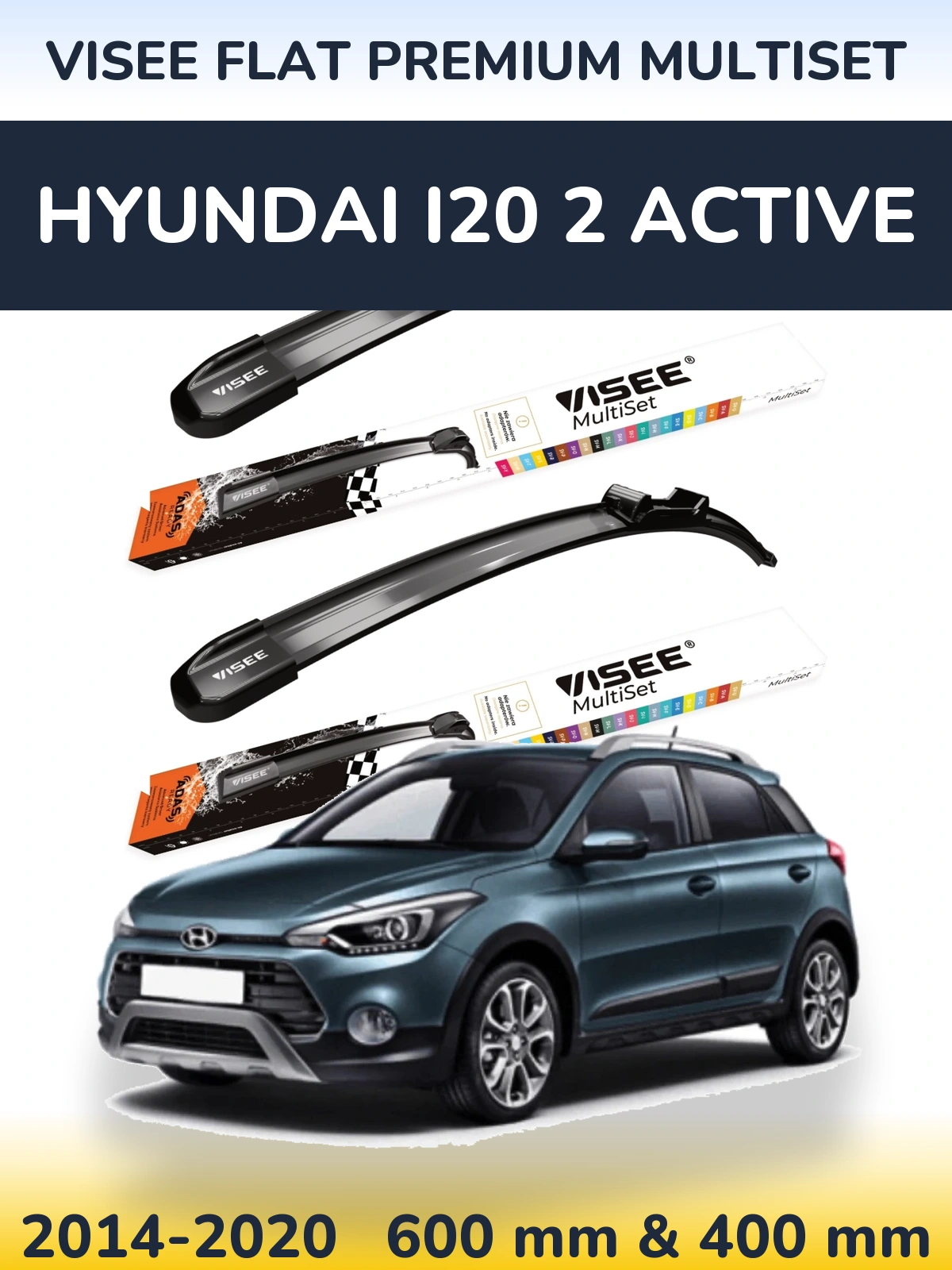 Torkarblad VISEE FLAT PREMIUM MultiSet för Hyundai i20 2 Active
