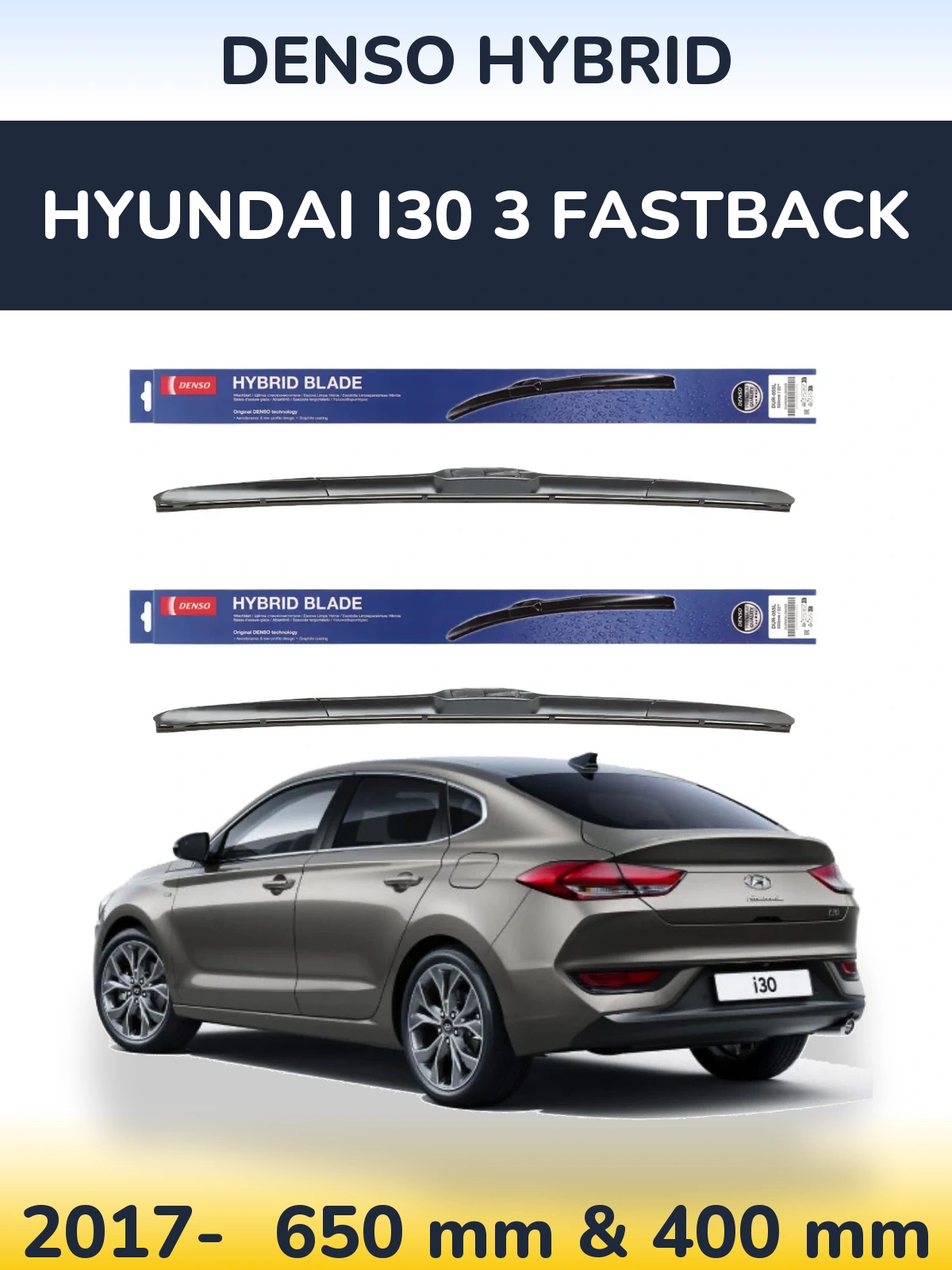 Torkarblad Denso Hybrid för Hyundai i30 3 Fastback