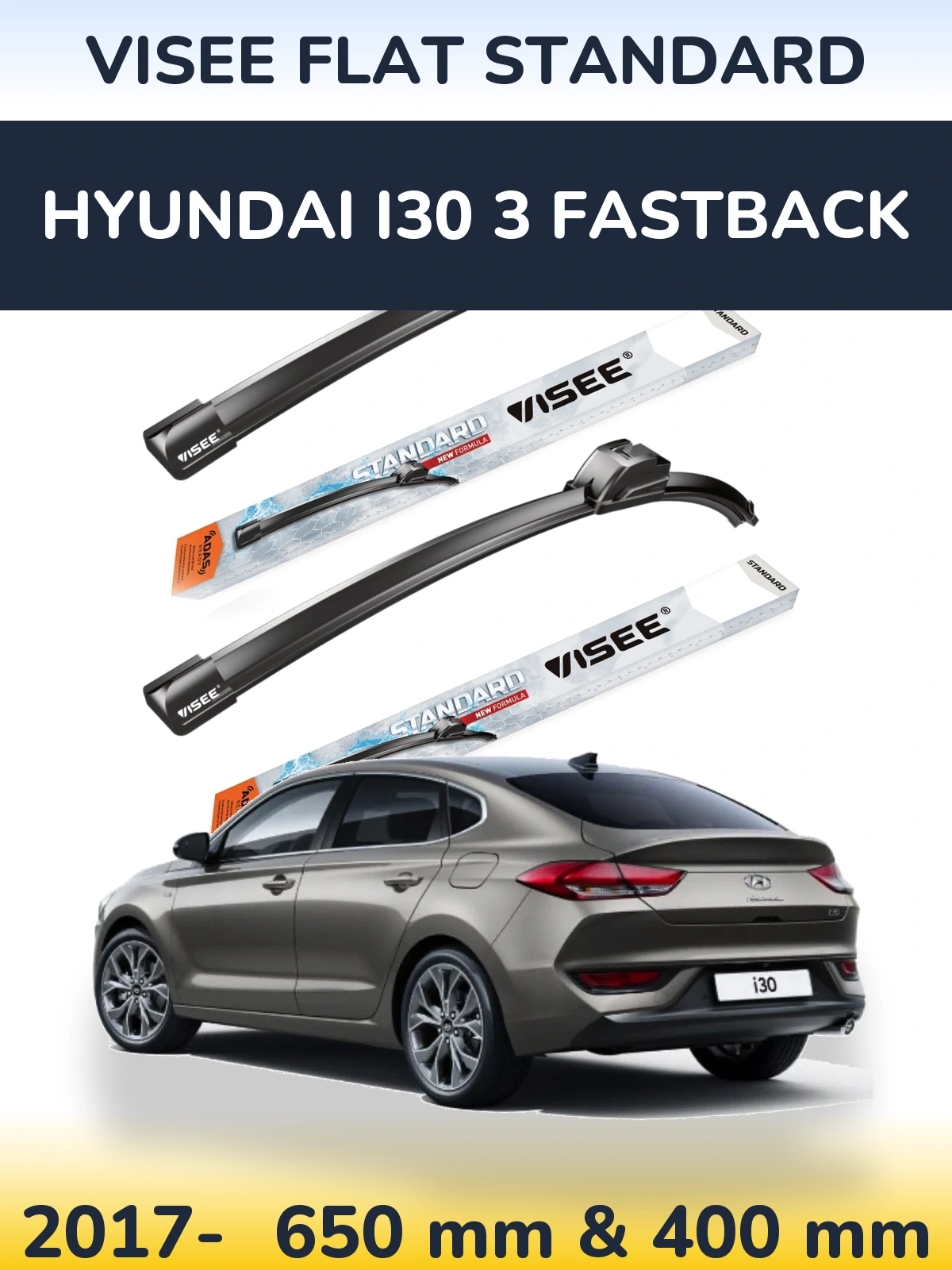 Torkarblad VISEE FLAT STANDARD för Hyundai i30 3 Fastback