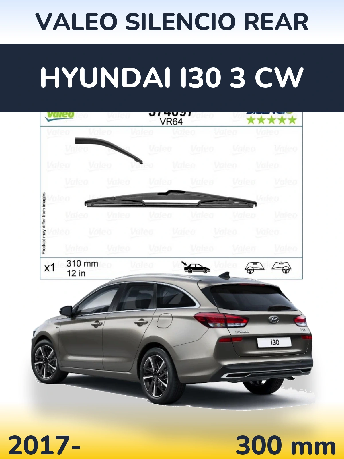 Torkarblad Valeo Silencio Rear för Hyundai i30 3 CW
