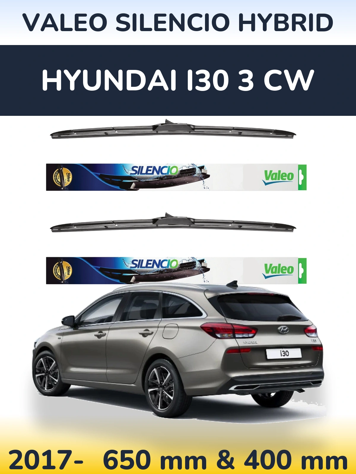 Torkarblad Valeo Silencio Hybrid för Hyundai i30 3 CW