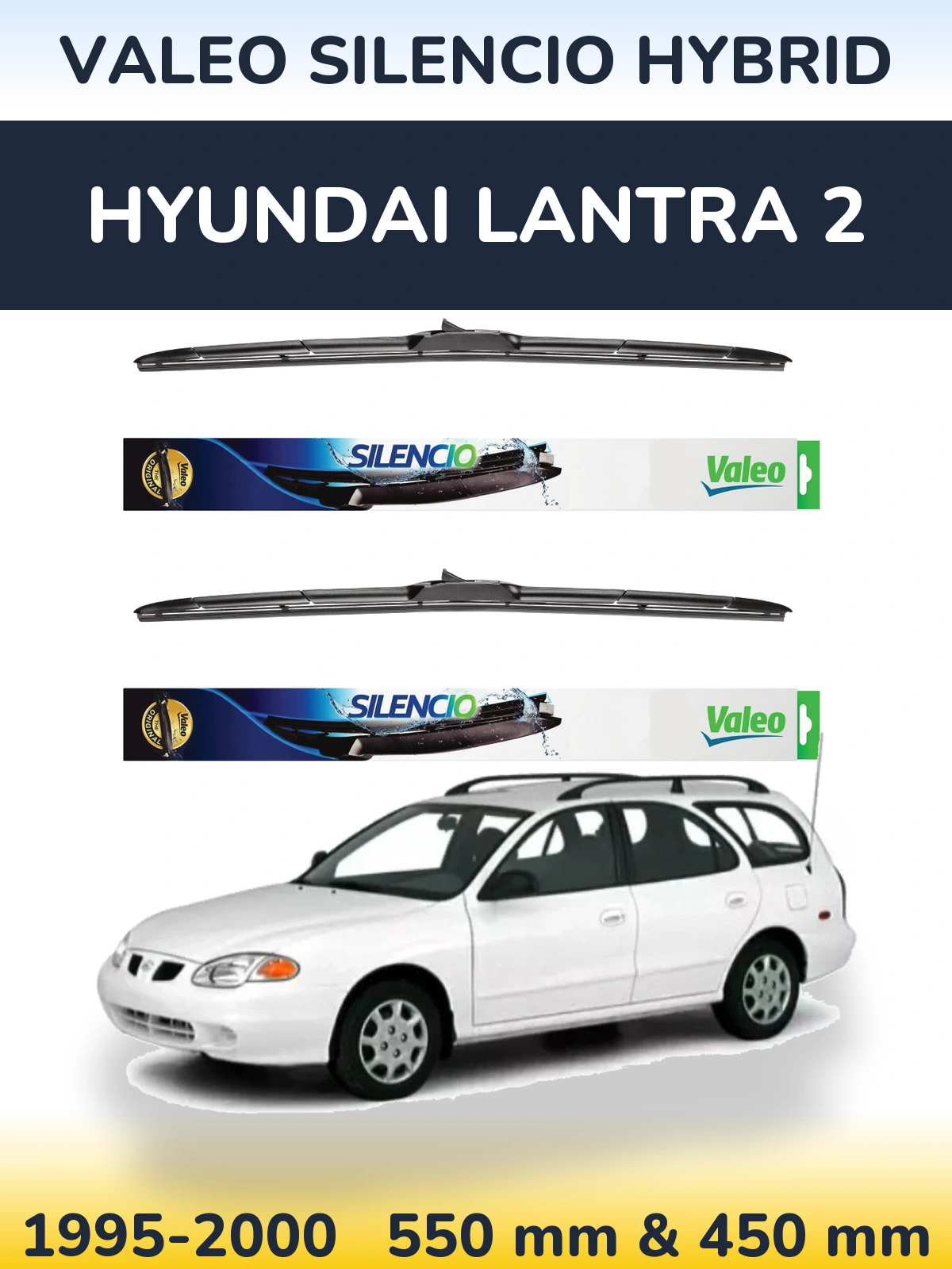Комплект передних дворников Valeo Silencio Hybrid 550 & 450 мм для Hyundai Lantra 2 1995-2000
