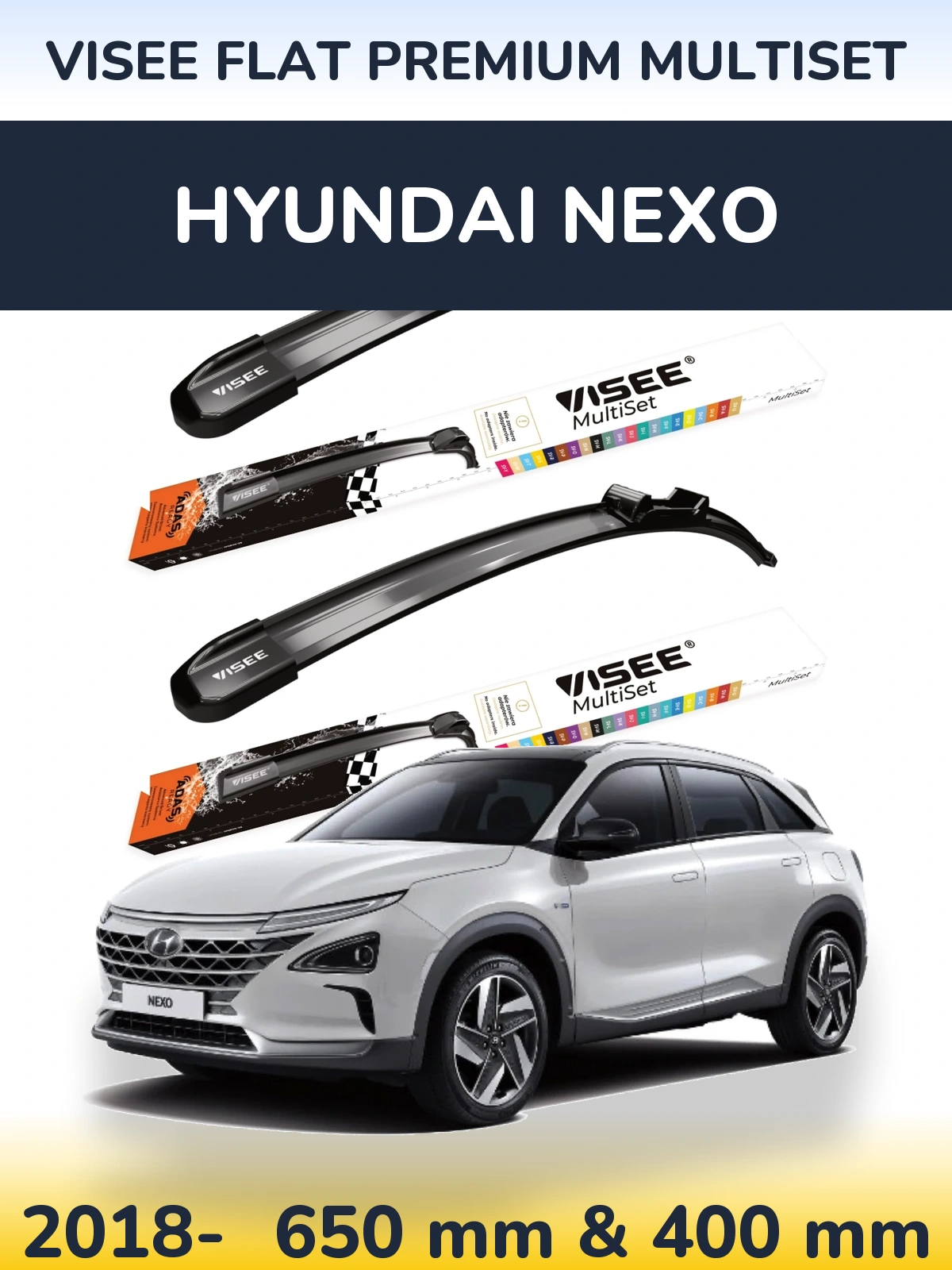 Torkarblad VISEE FLAT PREMIUM MultiSet för Hyundai Nexo