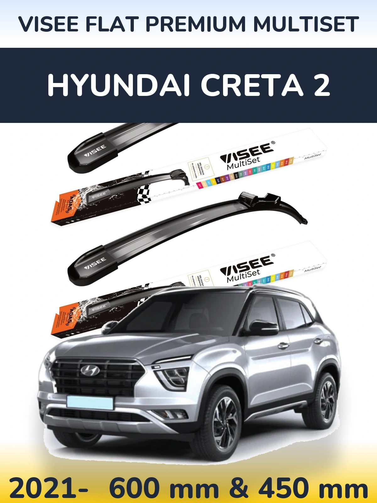 Torkarblad VISEE FLAT PREMIUM MultiSet för Hyundai Creta 2