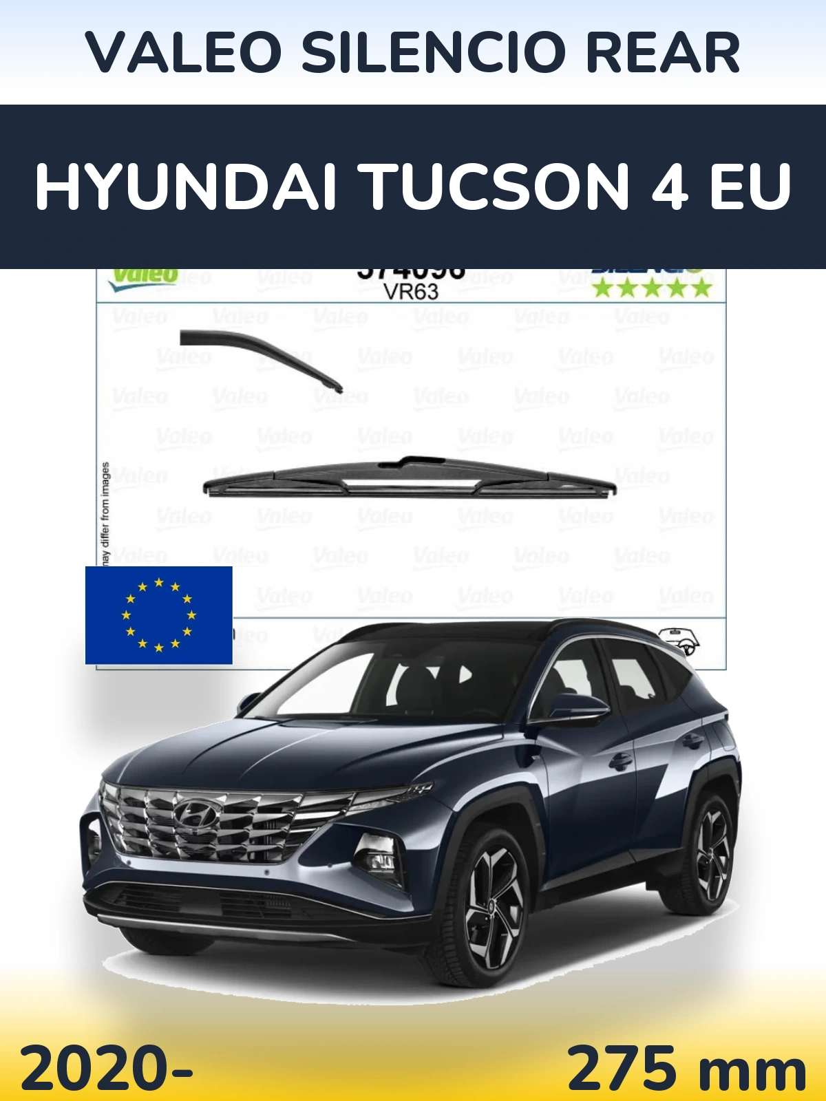 Задний дворник Valeo Silencio Rear 285 мм для Hyundai Tucson 4 EU 2020-2026