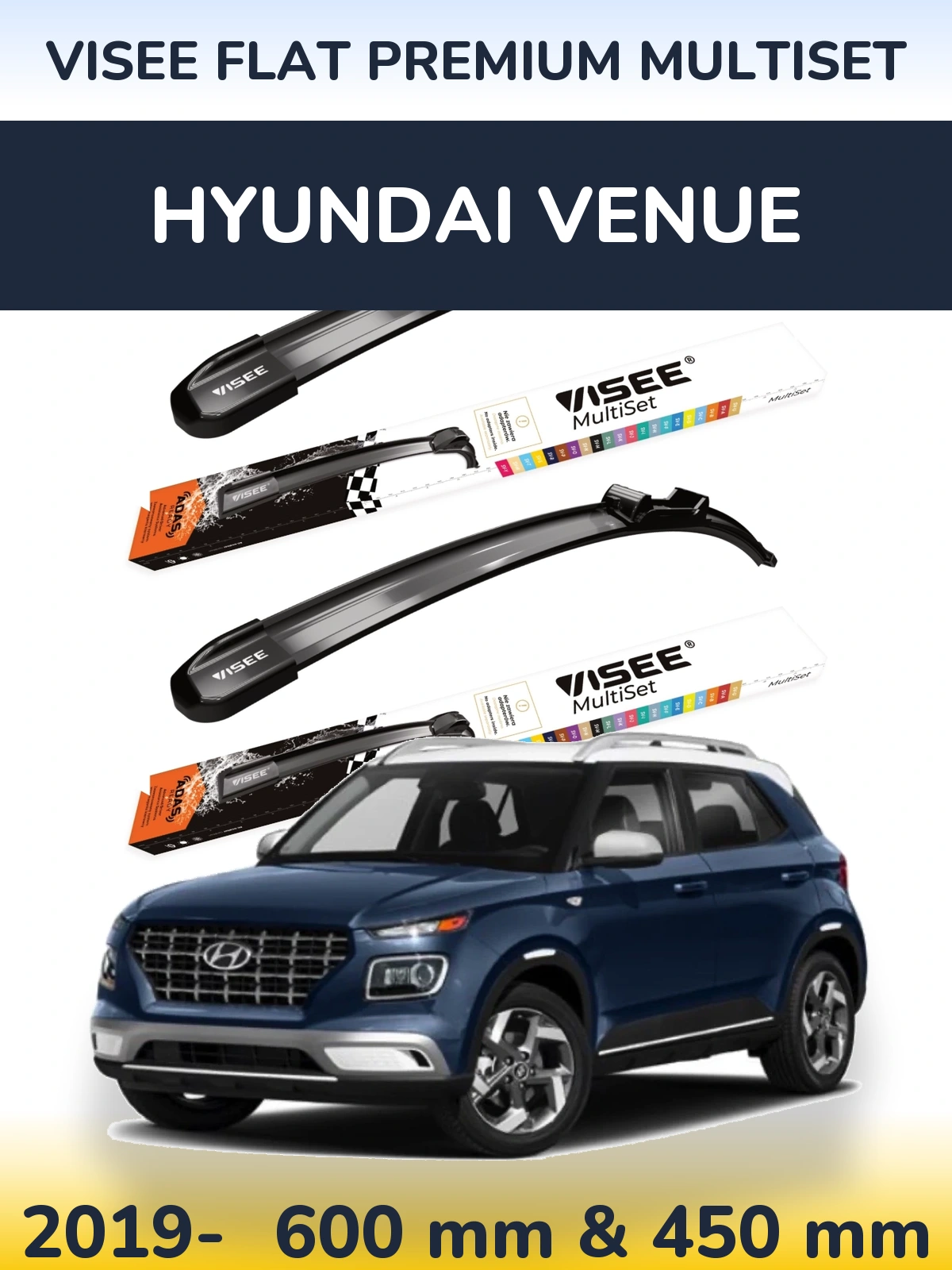 Torkarblad VISEE FLAT PREMIUM MultiSet för Hyundai Venue