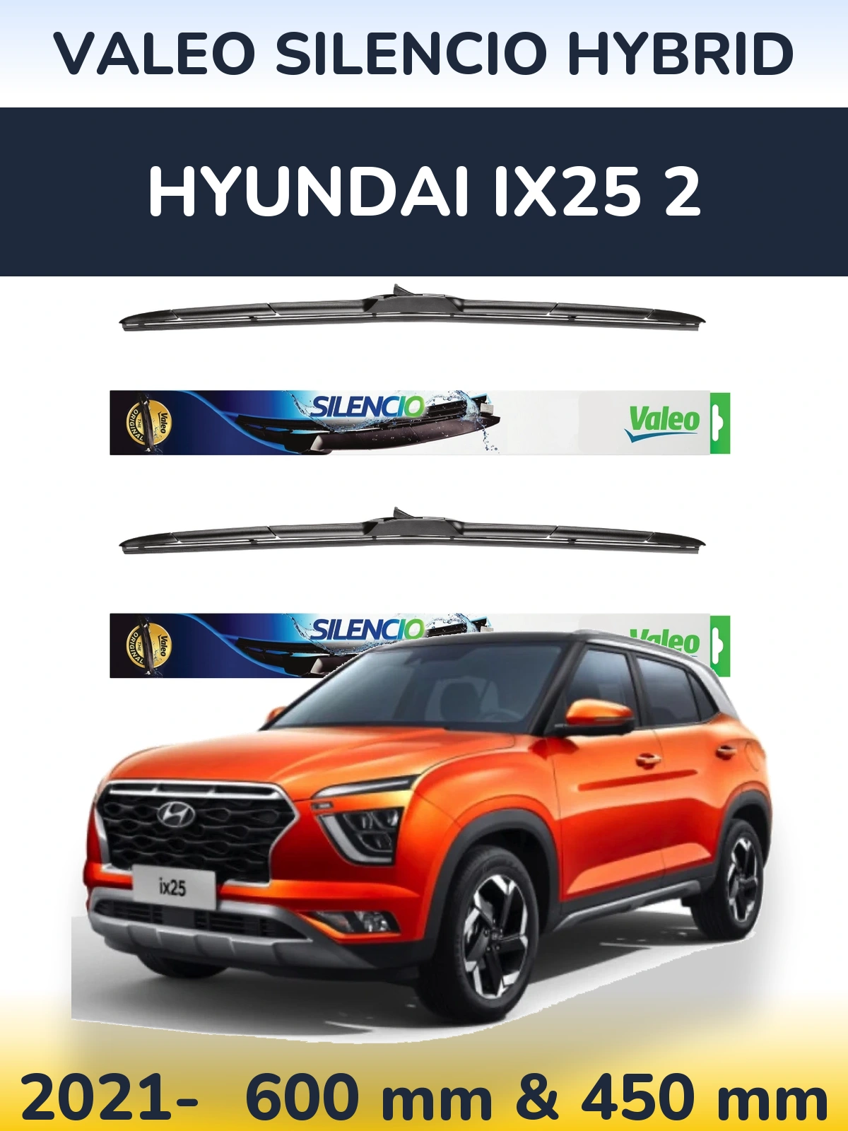 Torkarblad Valeo Silencio Hybrid för Hyundai ix25 2