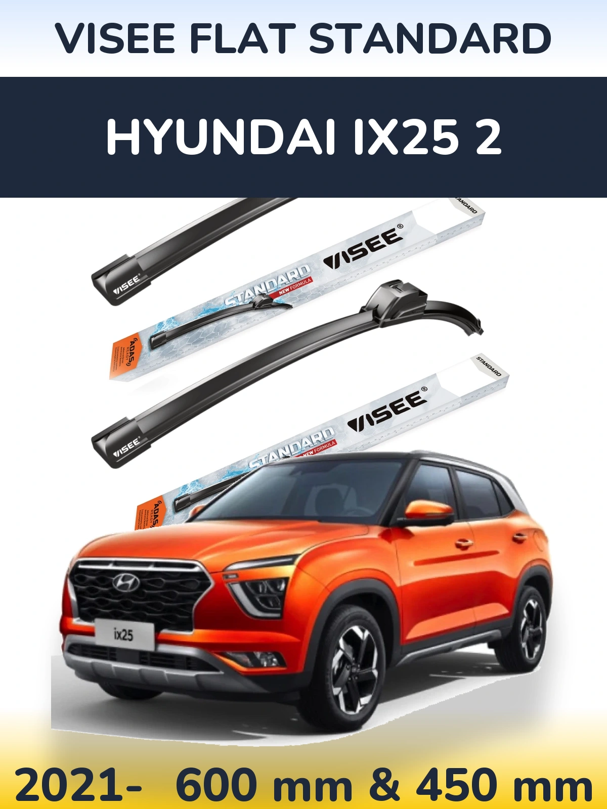 Torkarblad VISEE FLAT STANDARD för Hyundai ix25 2