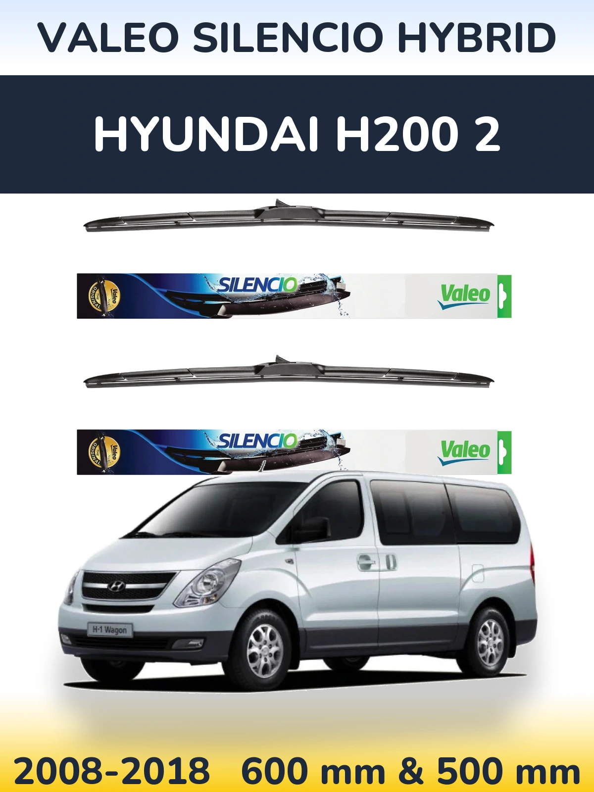Torkarblad Valeo Silencio Hybrid för Hyundai H200 2