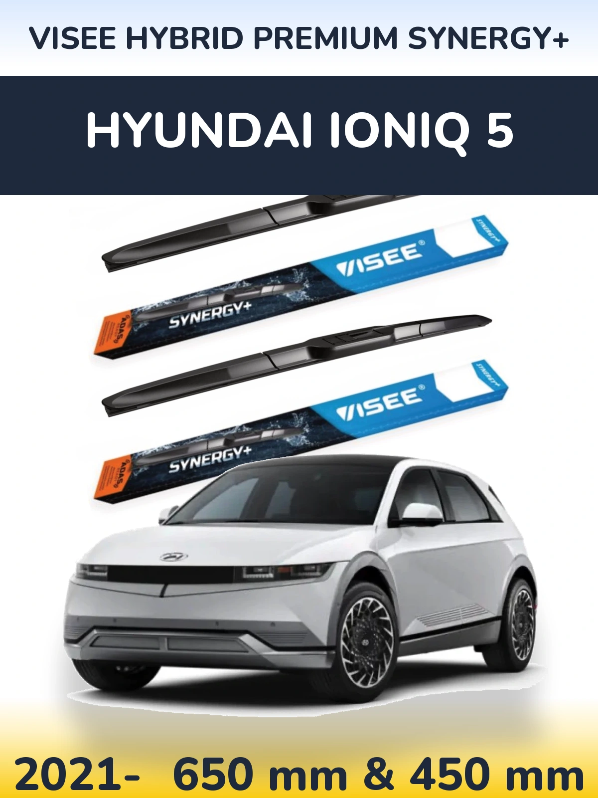 Комплект передних дворников VISEE HYBRID PREMIUM SYNERGY+ 650 & 450 мм для Hyundai IONIQ 5 2021-2026